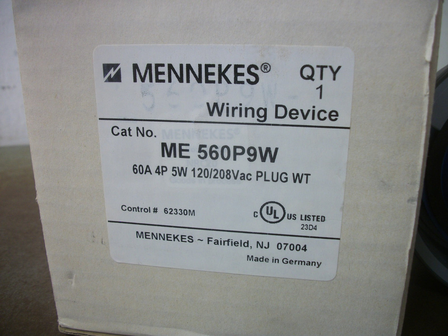 MENNEKES PIN & SLEEVE PLUG ME560P9W 60AMP 120/208VOLT 4P 5W NIB