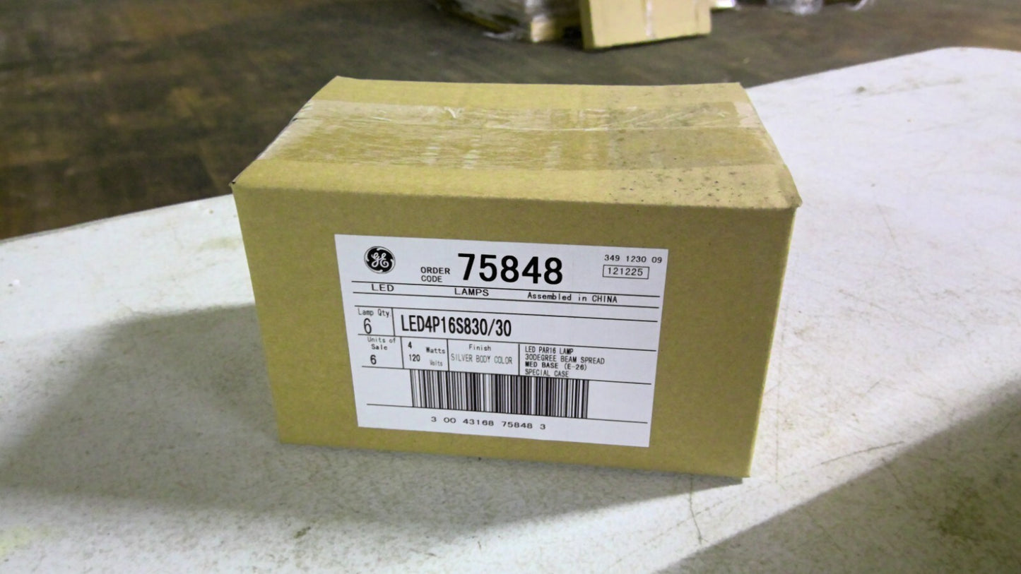GE 75848 BOX OF 6 SILVER LED LAMPS LED4P16S830/30 4W 120VOLT NIB