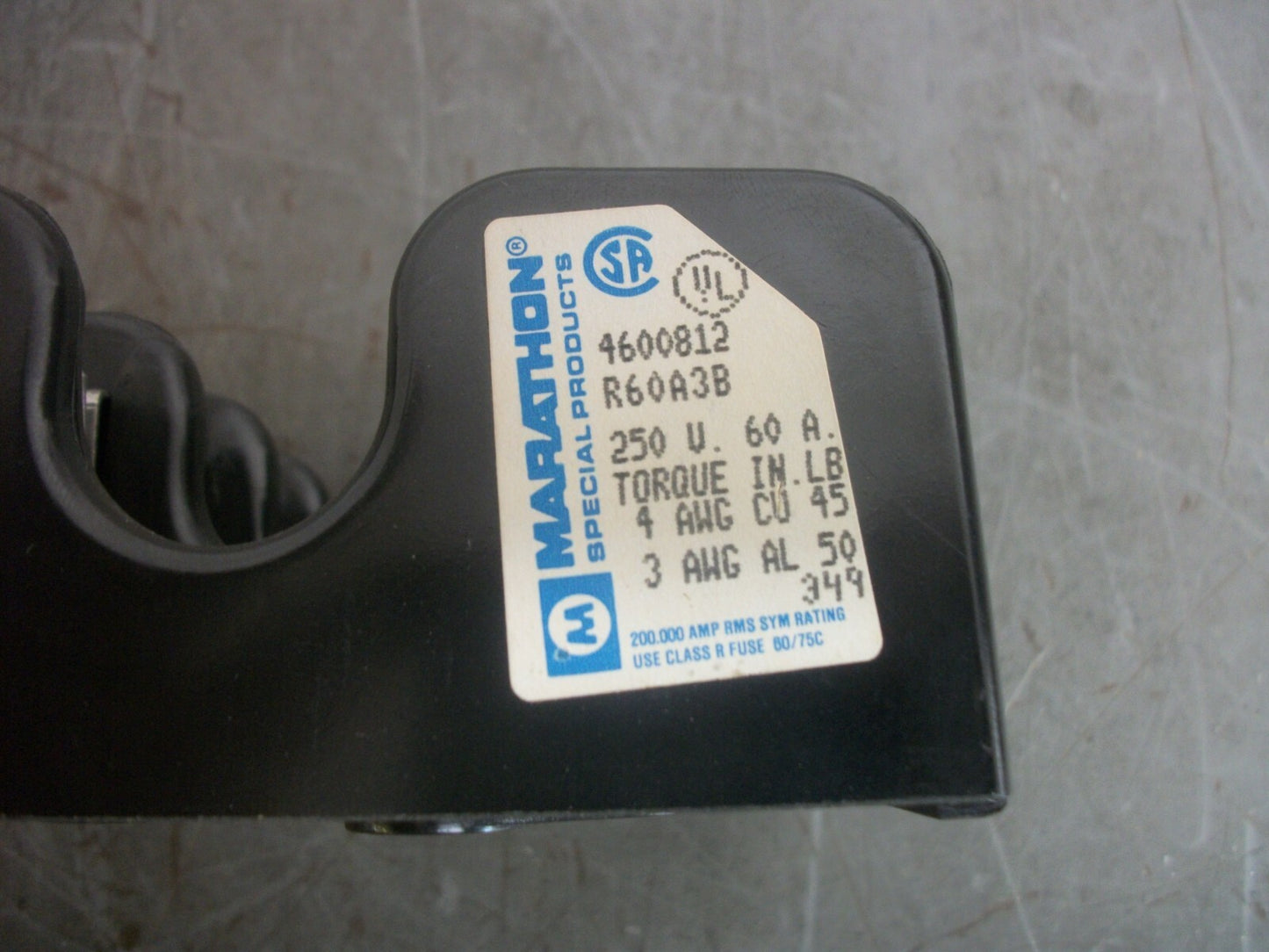 MARATHON CLASS R FUSEHOLDER R60A3B 60AMP 250VOLT 3POLE NOB
