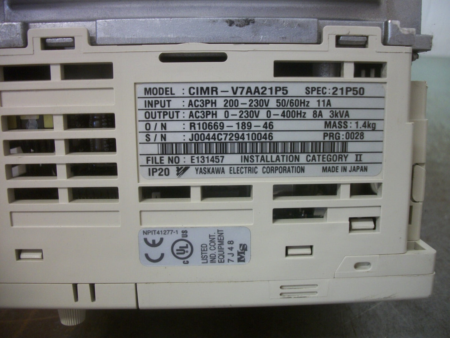 YASKAWA VS MINI V7 1.5KW INVERTER DRIVE CIMR-V7AA21P5 230VOLT 3PH