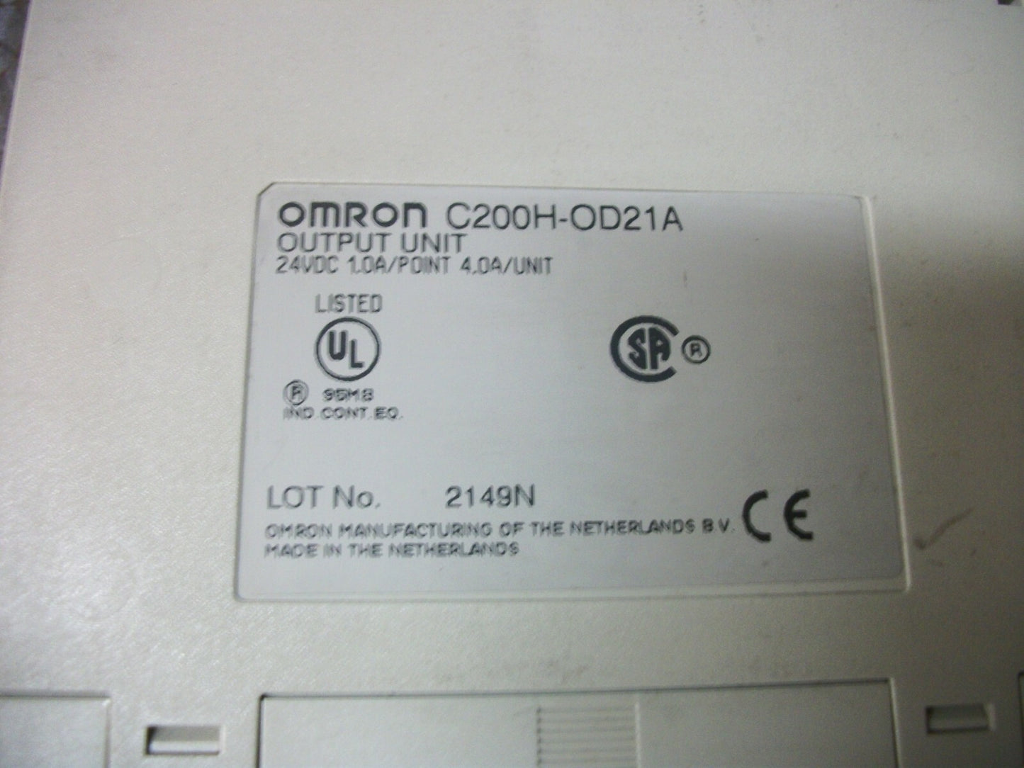 OMRON 24VDC 1.0AMP POINT 4.0AMP OUTPUT UNIT C200H-OD21A