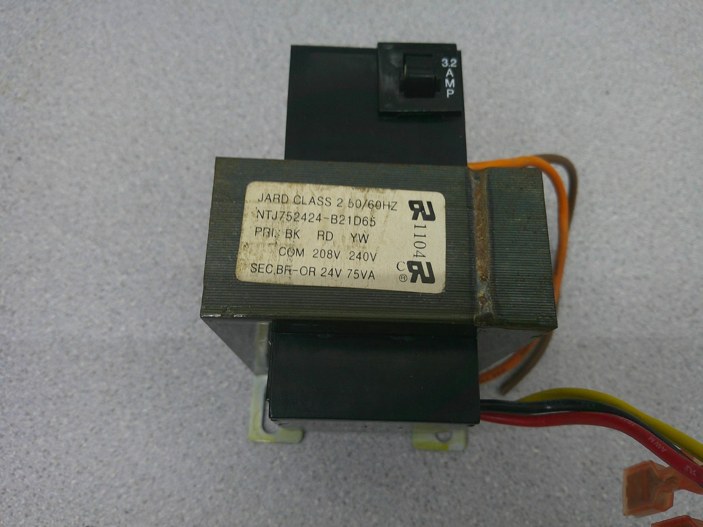 AAON 75VA 1PH TRANSFORMER NTJ752424-B21D65 HV 208X240 LV 24