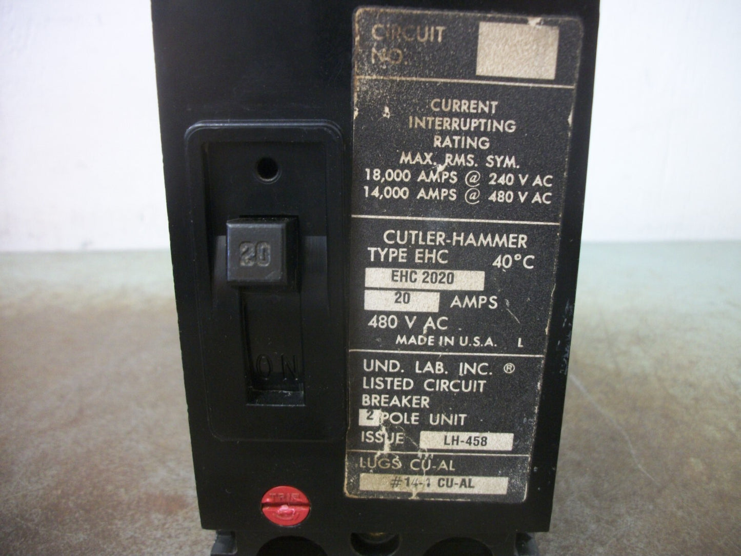 CUTLER-HAMMER EHC CIRCUIT BREAKER EHC2020 20AMP 480VOLT 2POLE