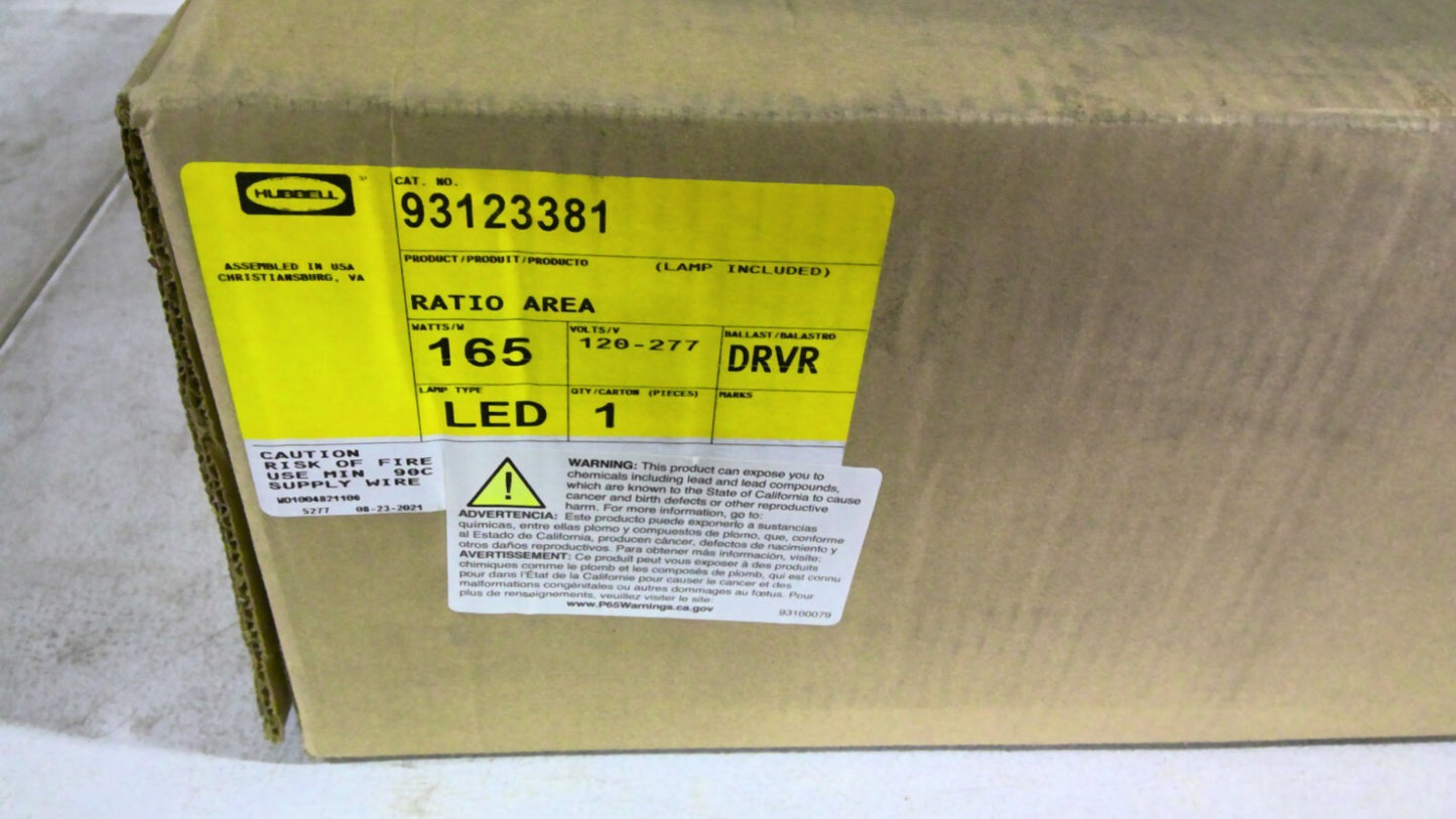 HUBBELL 165W RATIO AREA LED LIGHT 93123381 120/277VOLT NIB
