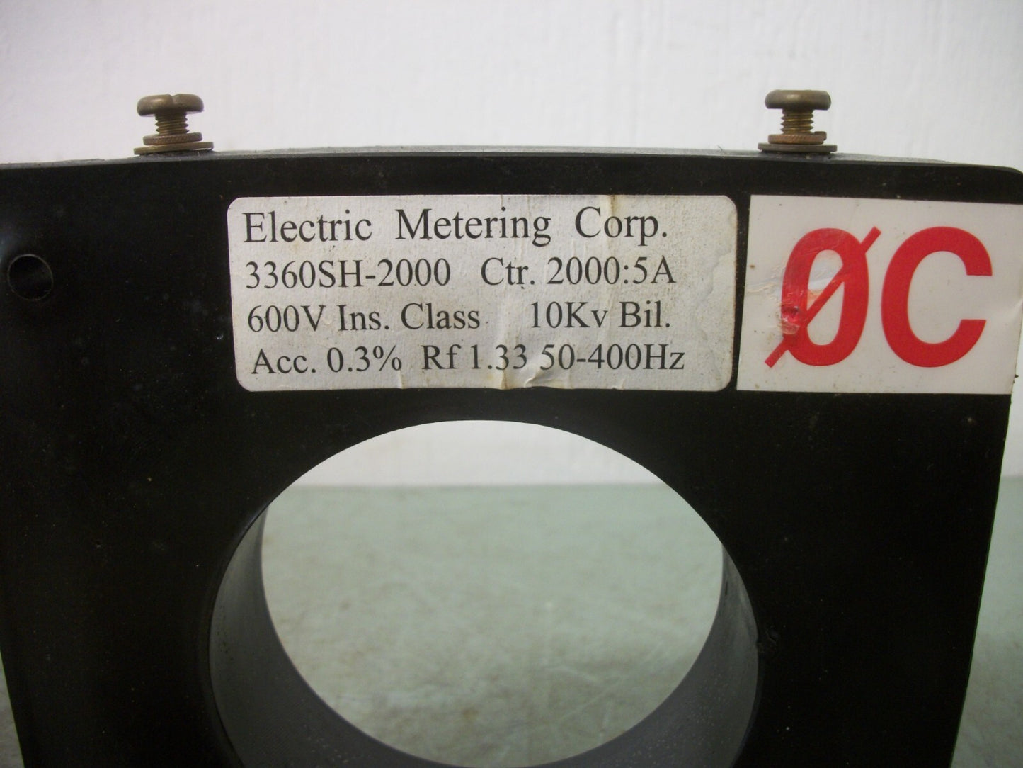 ELECTRIC METERING CORP 2000:5 RATIO CURRENT TRANSFORMER 3360SH-2000 NOB