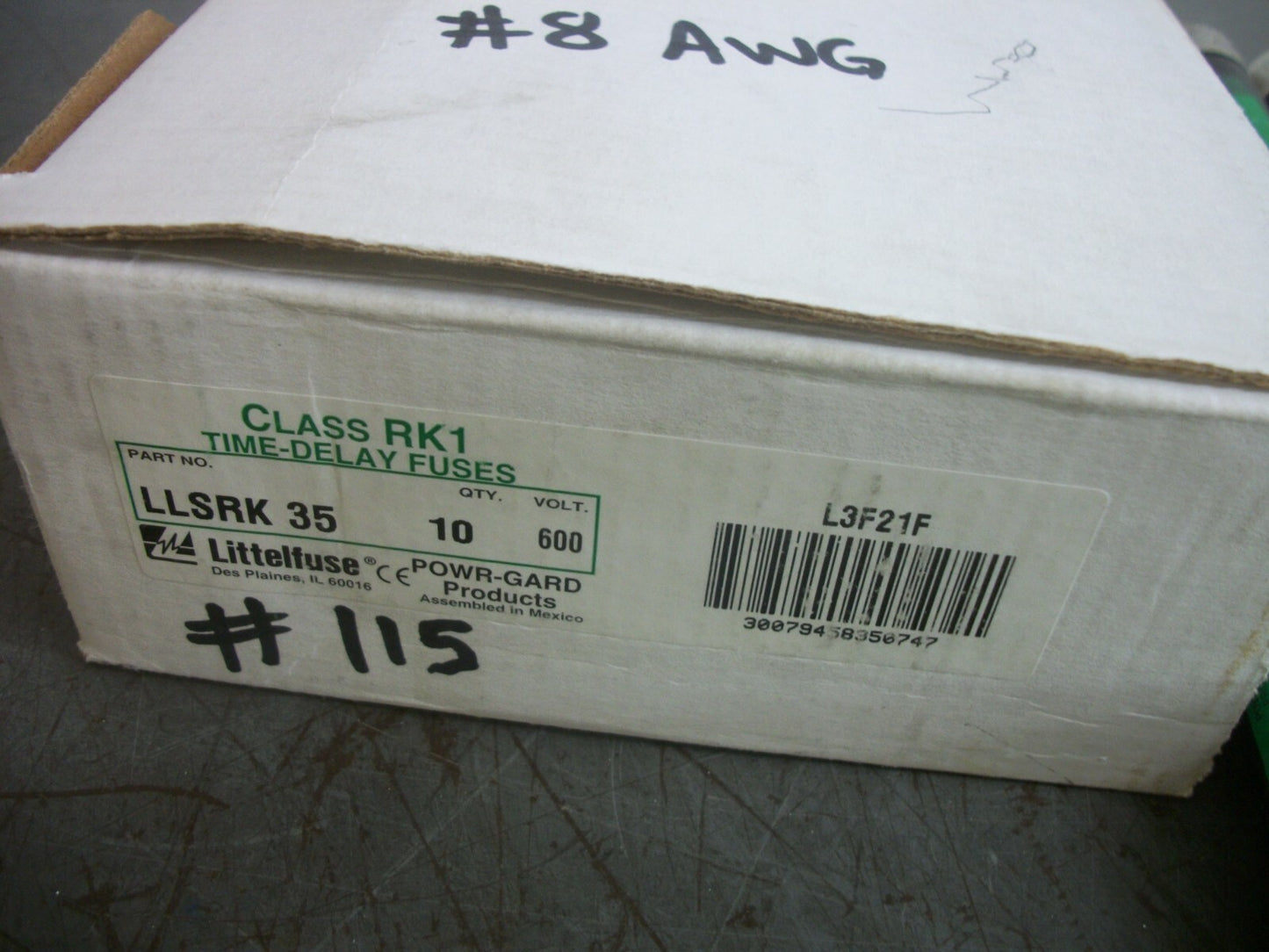 LITTELFUSE BOX OF 8 POWR-GARD FUSES LLSRK35 35AMP 600VOLT NIB