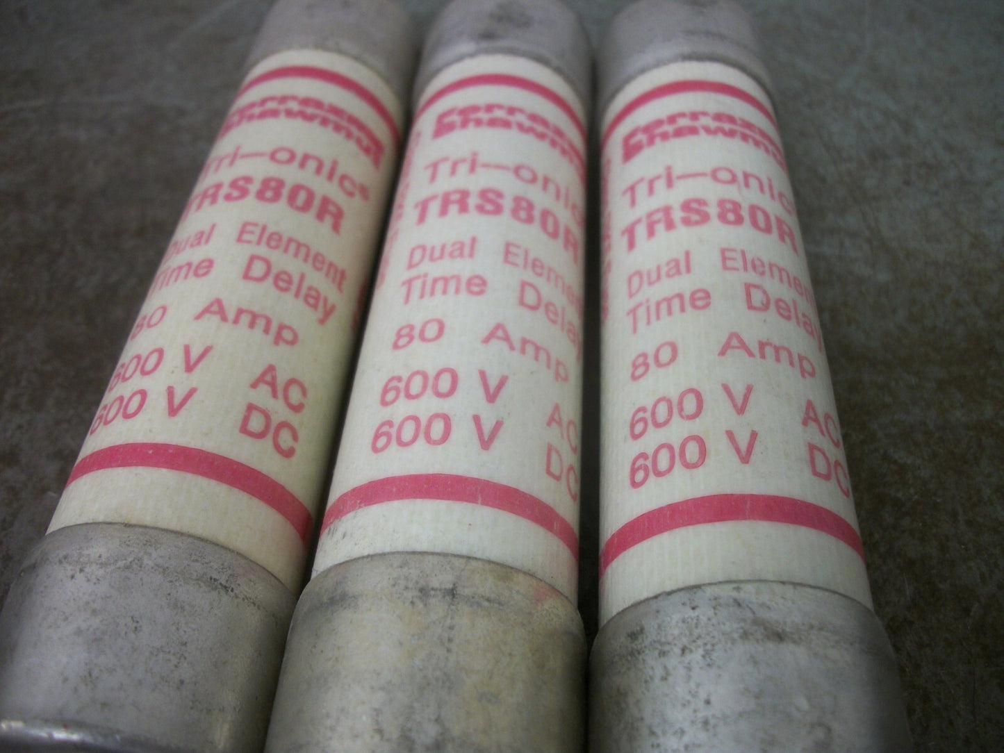 FERRAZ-SHAWMUT LOT OF 3 TRI-ONIC FUSES TRS80R 80AMP 600VOLT
