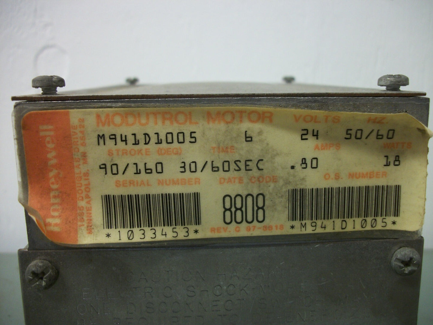 HONEYWELL MODUTROL MOTOR ACTUATOR M941D1005 24VOLT 18W 90/160 STROKE