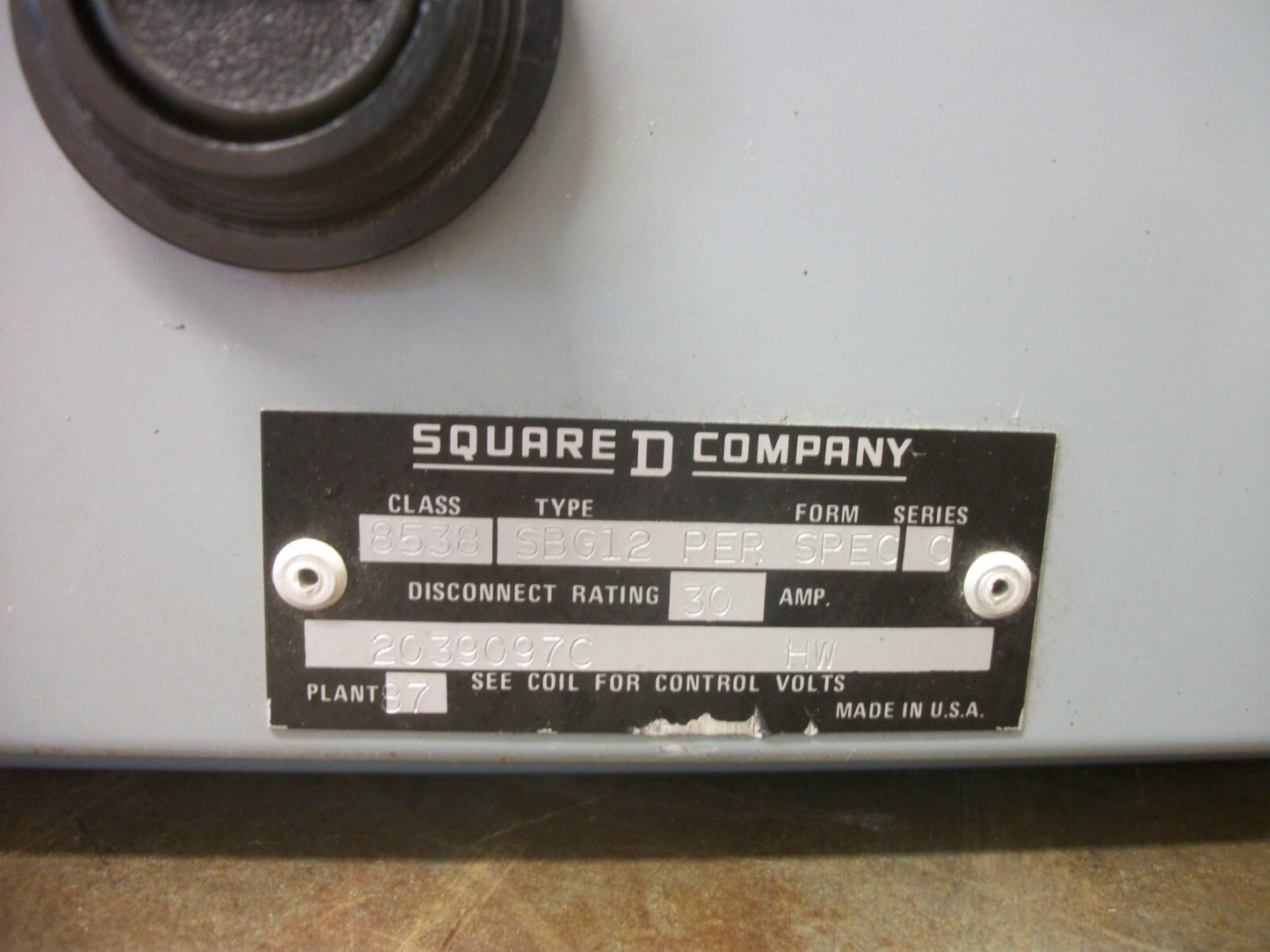 SQUARE D STARTER COMBO SIZE 0 8536SBO2 120VCOIL 30AMP FUSIBLE NOB