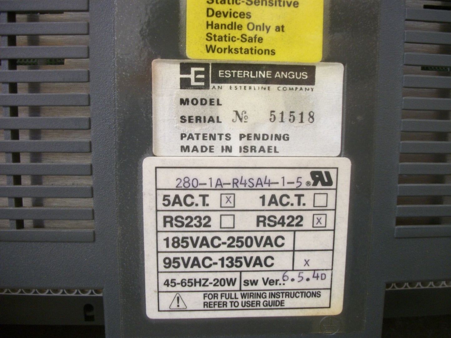 ESTERLINE ANGUS PANELMASTER 1000 OPERATOR PANEL 280-1A-R4SA4-1-5 5AC.T RS422