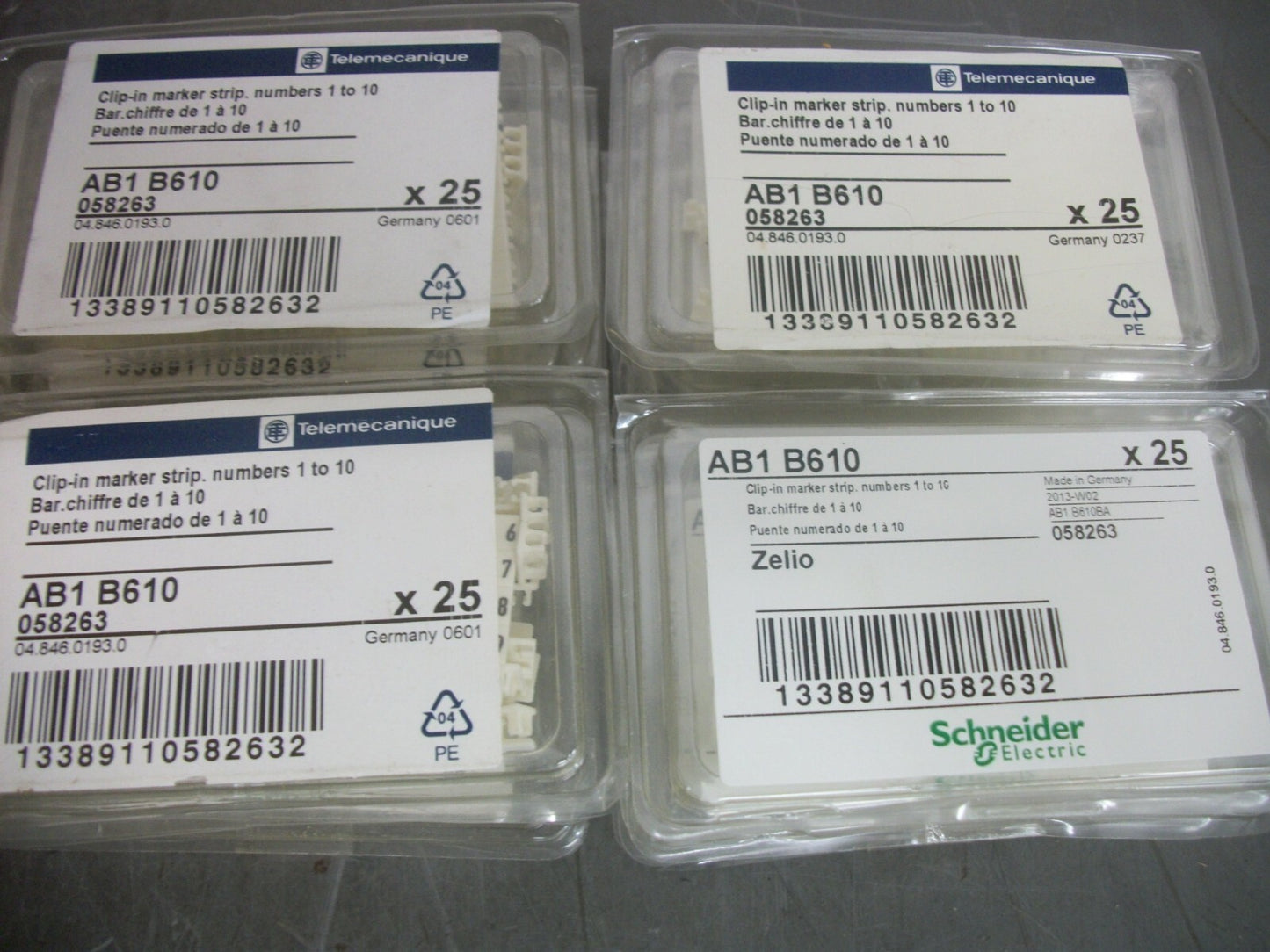 TELEMECANIQUE LOT OF 15 CLIP-IN MARKER STRIPS NUMBERS 1-10 AB1B610 NEW