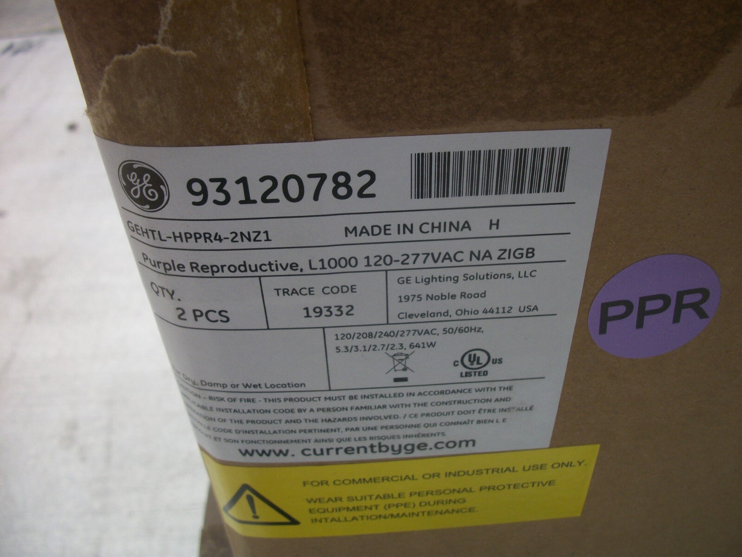 GE 93120782 BOX OF 2 ARIZE ELEMENT PURPLE REP LIGHTS GEHTL-HPPR4-2NZ1 120-277V