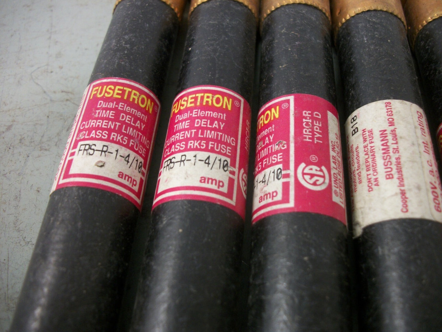 BUSSMANN LOT OF 10 FUSETRON FUSES FRS-R-1-4/10 1-4/10AMP 600VOLT