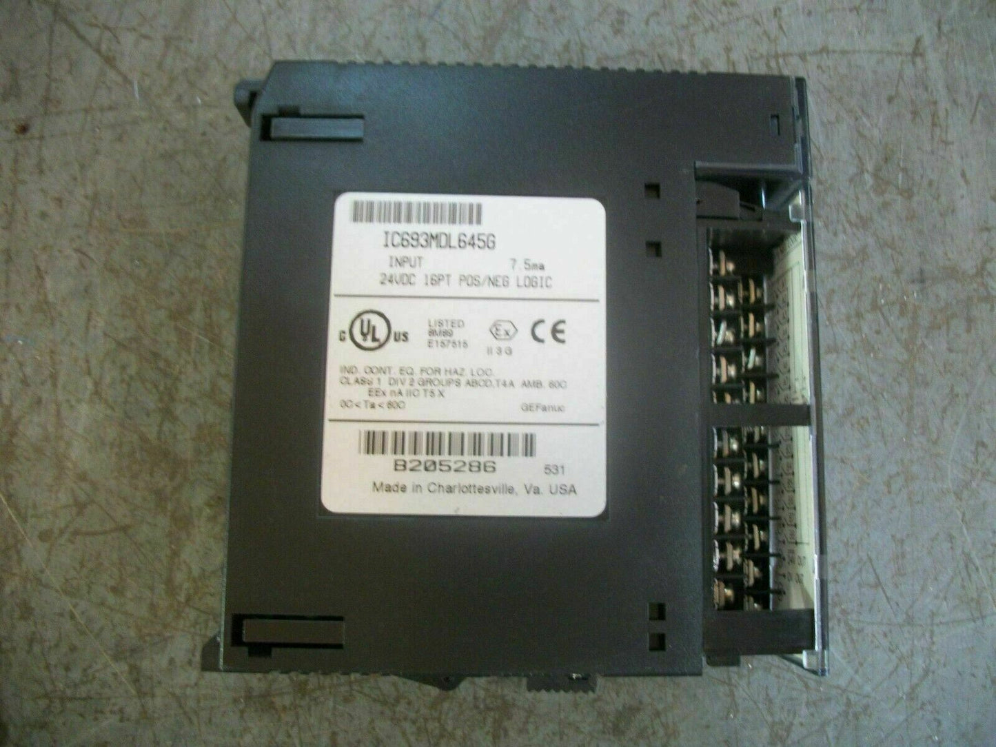 GE FANUC 16-POINT POSITIVE/NEGATIVE LOGIC INPUT MODULE IC693MDL645G