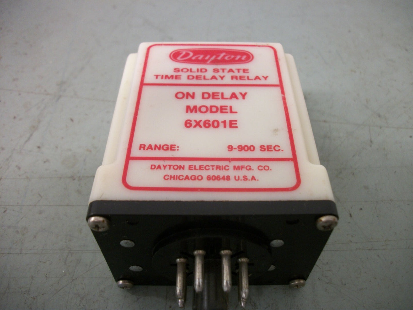 DAYTON SOLID STATE TIME DELAY RELAY 6X601E 9-900SEC 120VOLT
