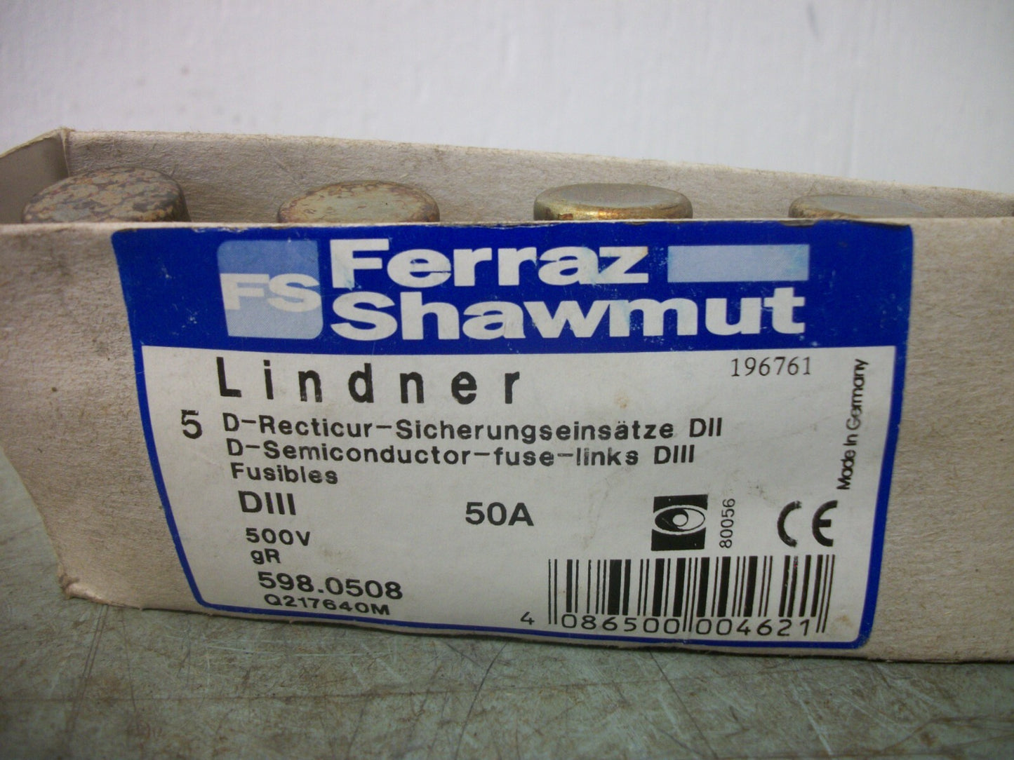 FERRAZ-SHAWMUT BOX OF 5 SEMICONDUCTOR FUSES 598.0508 50AMP 500VOLT NIB