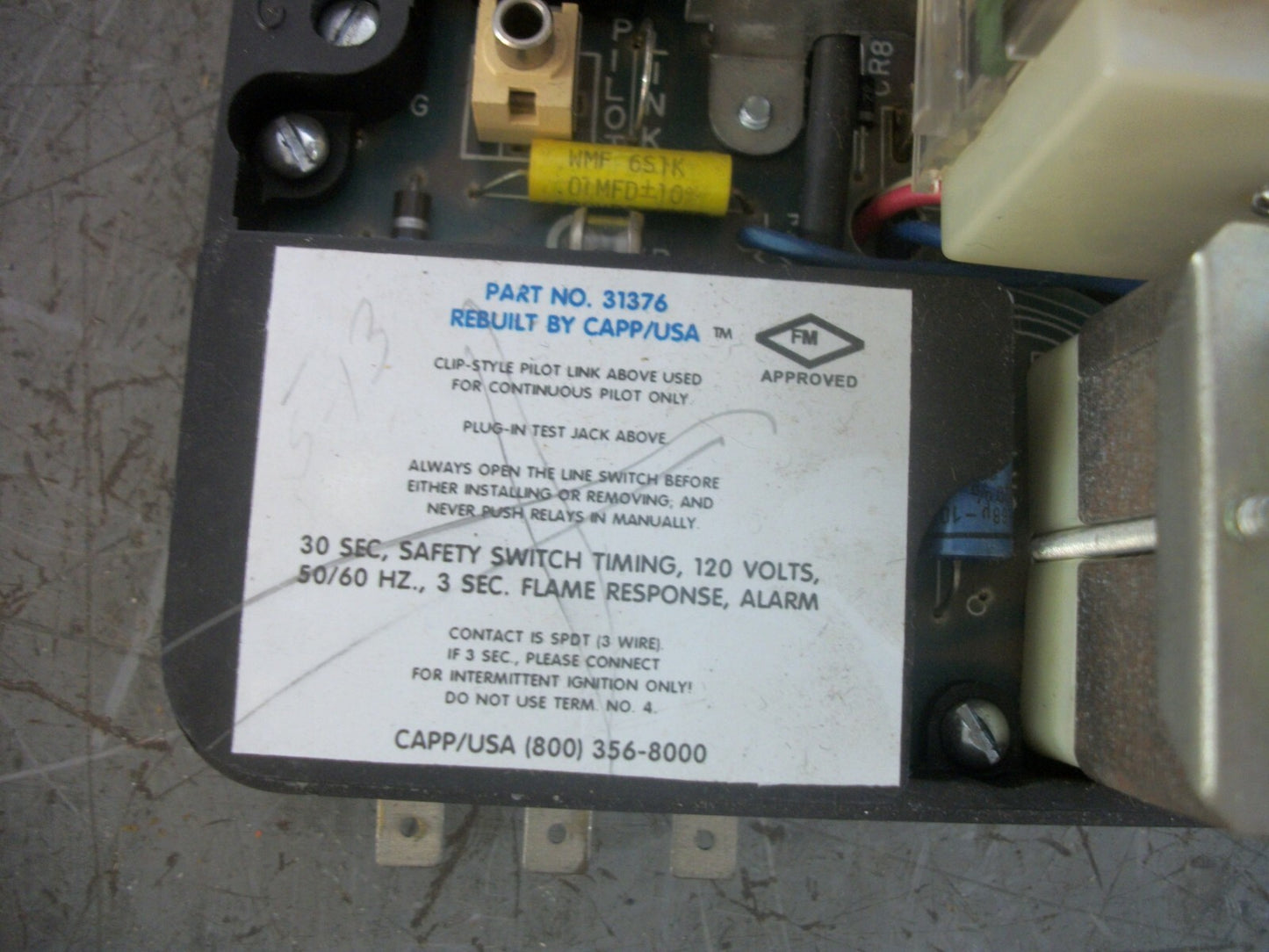 HONEYWELL CAPP USA FLAME RELAY BURNER CONTROL 31376