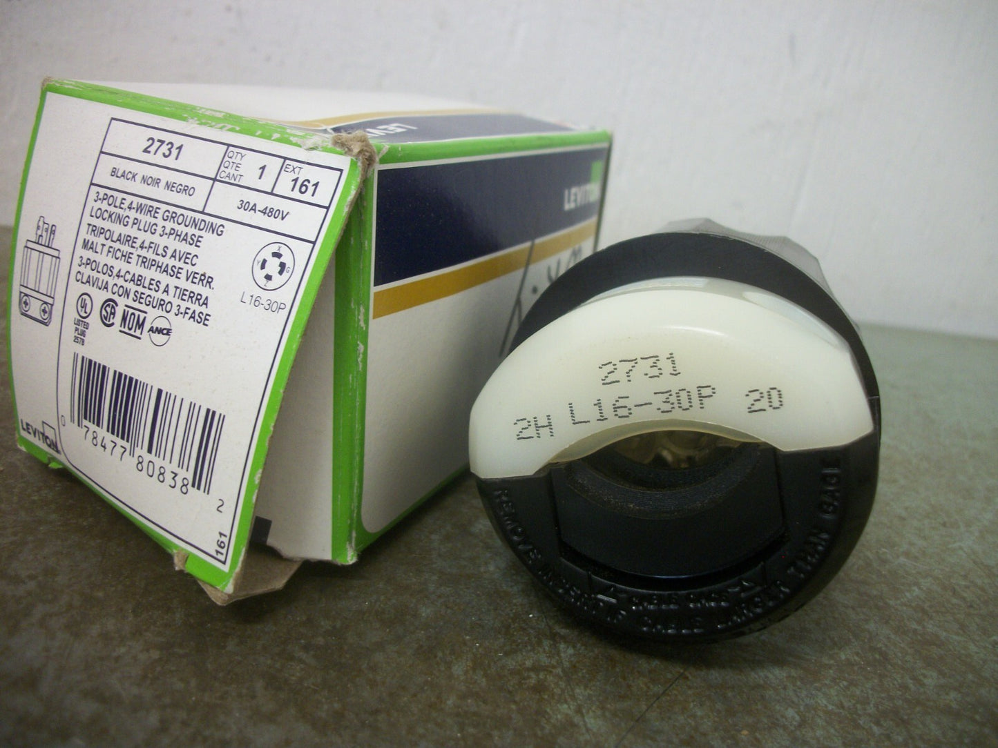 LEVITON PLUG 2731 30AMP 480VOLT 3POLE 4WIRE GROUND NIB
