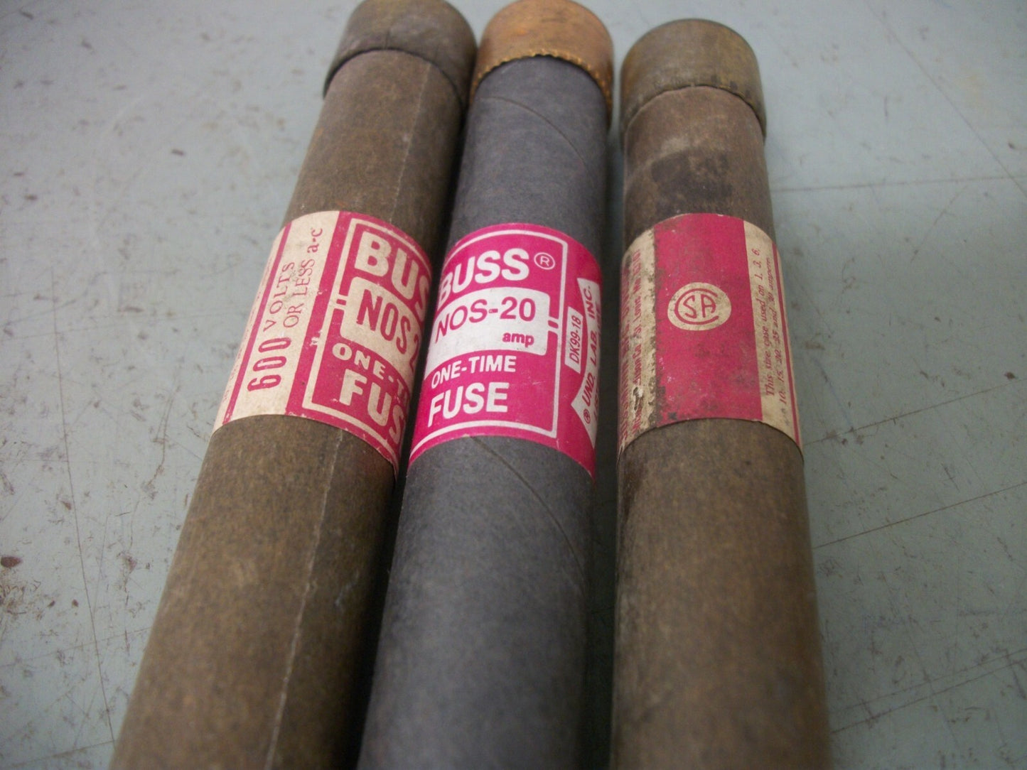BUSSMANN LOT OF 3 ONE-TIME FUSES NOS20 20AMP 600VOLT