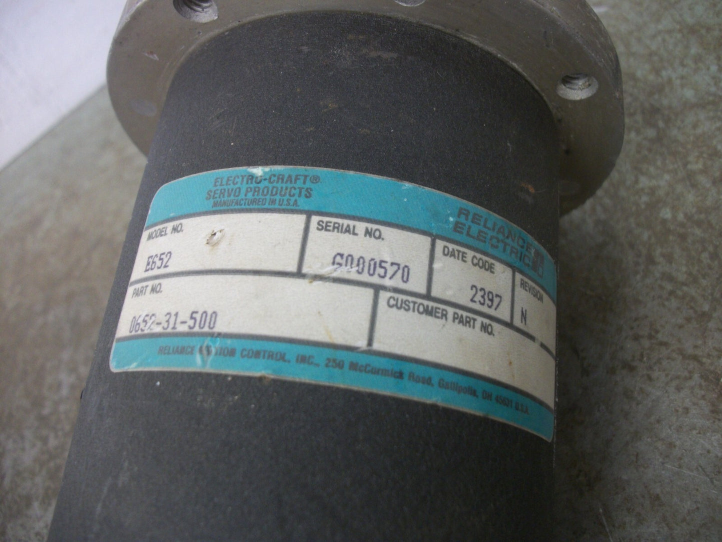 RELIANCE ELECTRO-CRAFT E652 SERVO MOTOR 0652-31-500