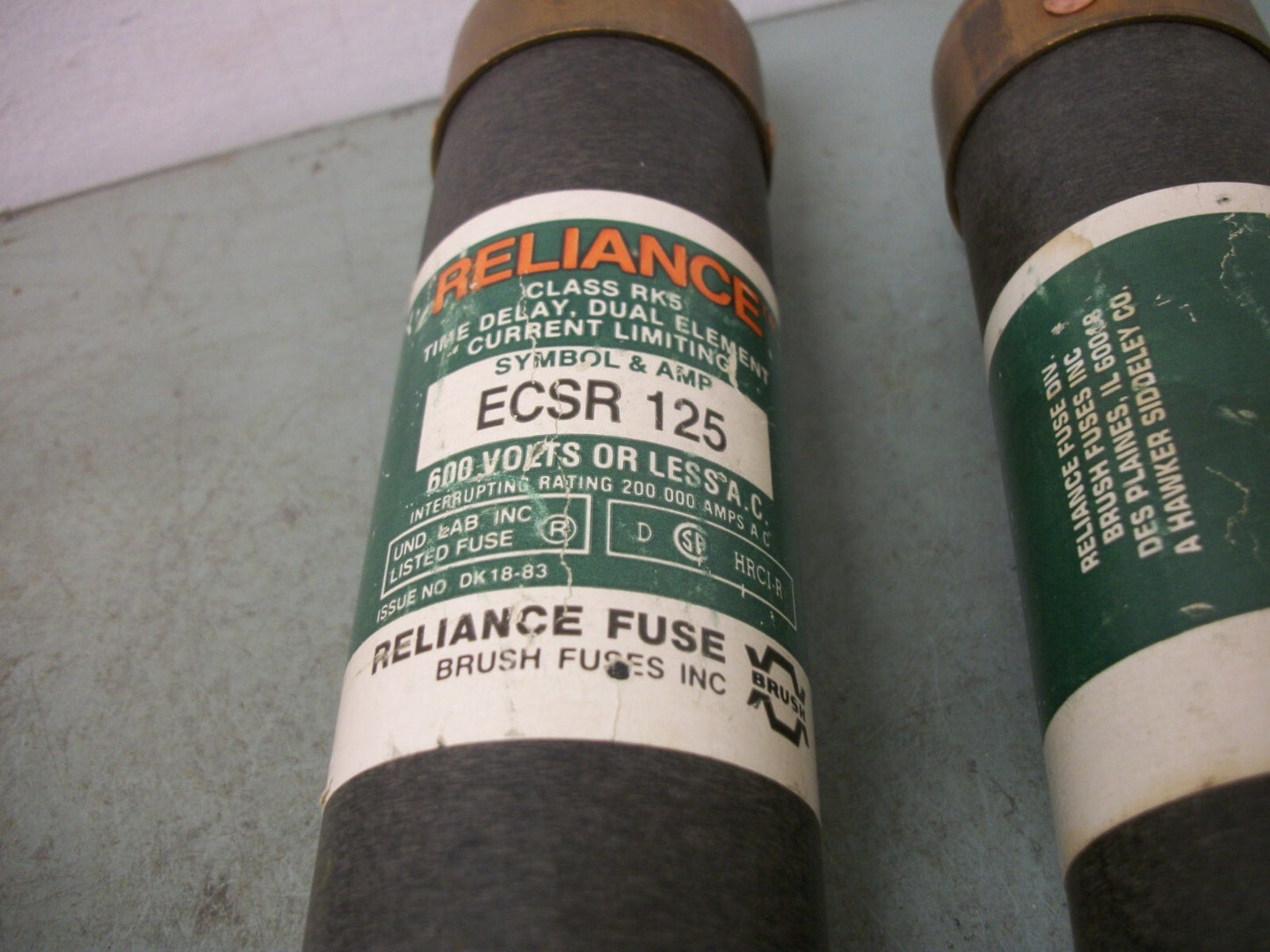 RELIANCE LOT OF 2 CURRENT LIMITING FUSES ECSR125 125AMP 600VOLT