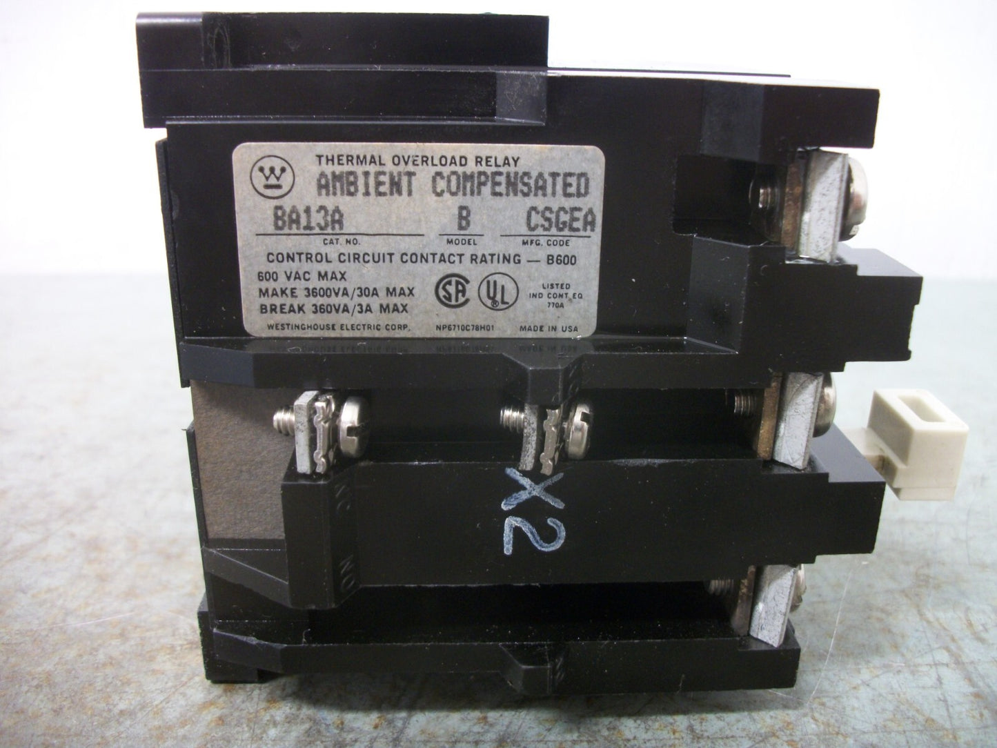 CUTLER-HAMMER THERMAL OVERLOAD RELAY BA13A