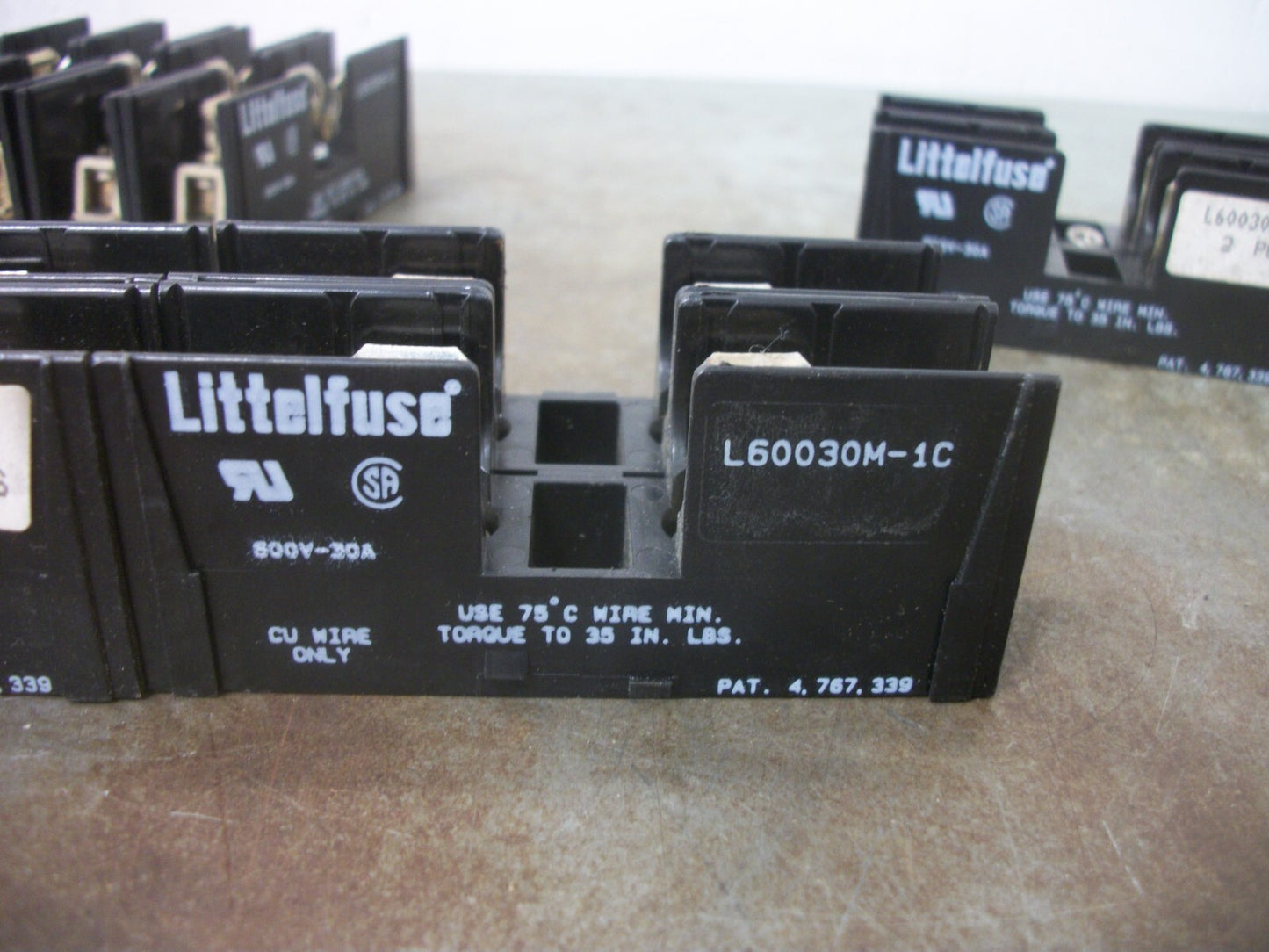 LITTELFUSE LOT OF 5 CLASS CC FUSEHOLDERS L60030M-2C 30AMP 600VOLT 2POLE