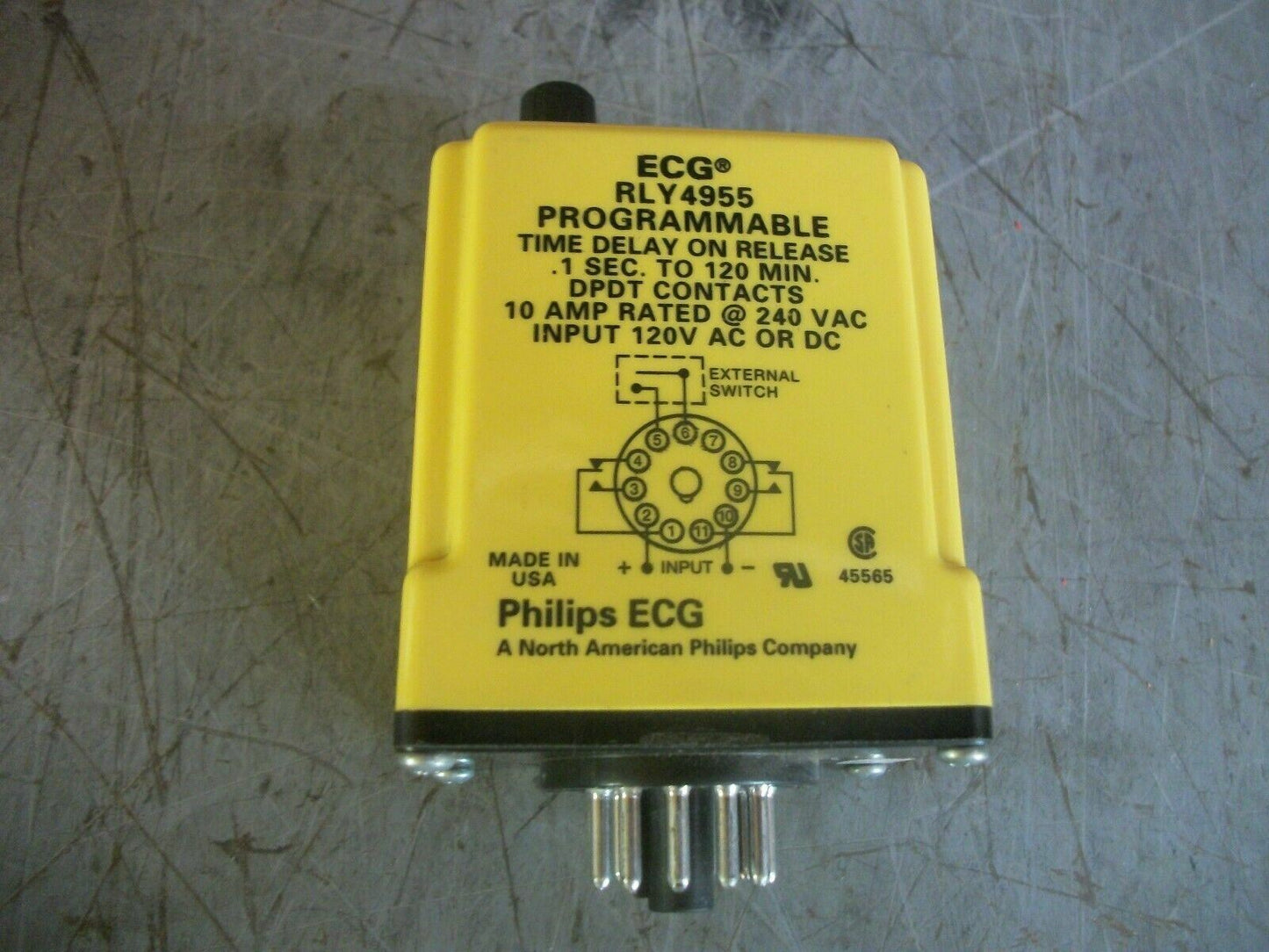 PHILIPS ECG PROGRAMMABLE TIME DELAY ON RELEASE RELAY RLY4955 .1SEC-120MIN NOB
