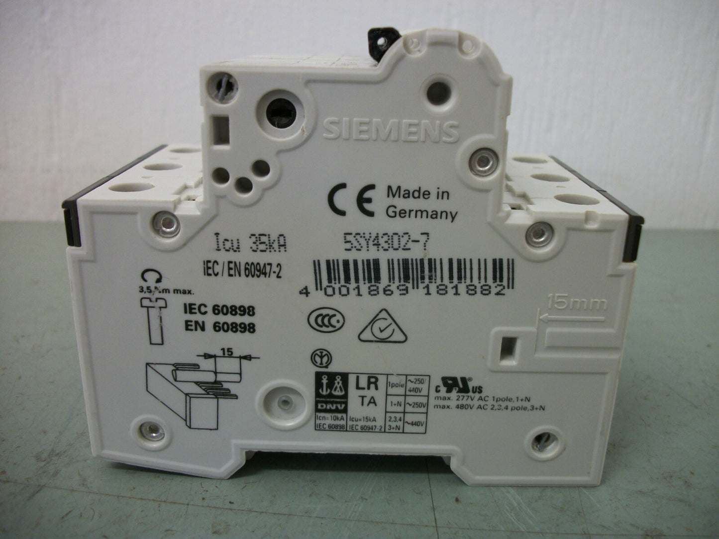 SIEMENS MCB MOTOR CIRCUIT BREAKER 5SY4302-7 2AMP 400VOLT 3POLE