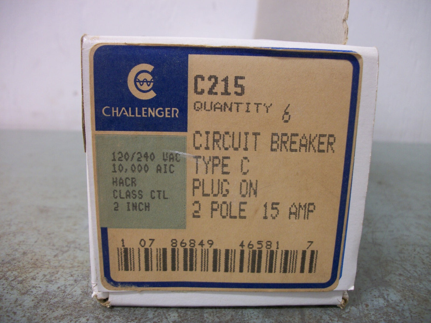 CHALLENGER TYPE C CIRCUIT BREAKER C215 15AMP 240VOLT 2POLE NOB
