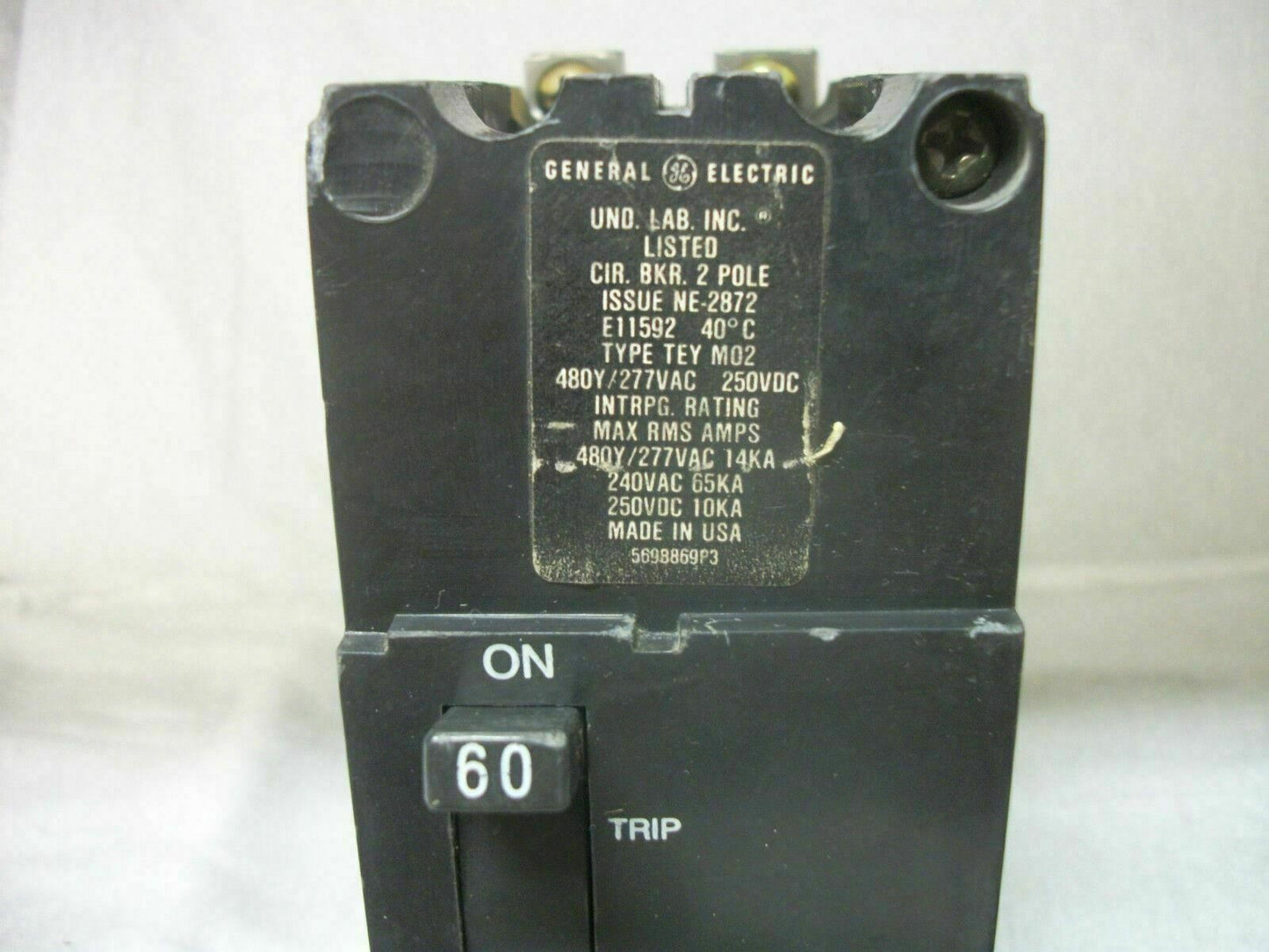 GE TEY CIRCUIT BREAKER TEY260 60AMP 480VOLT 2POLE