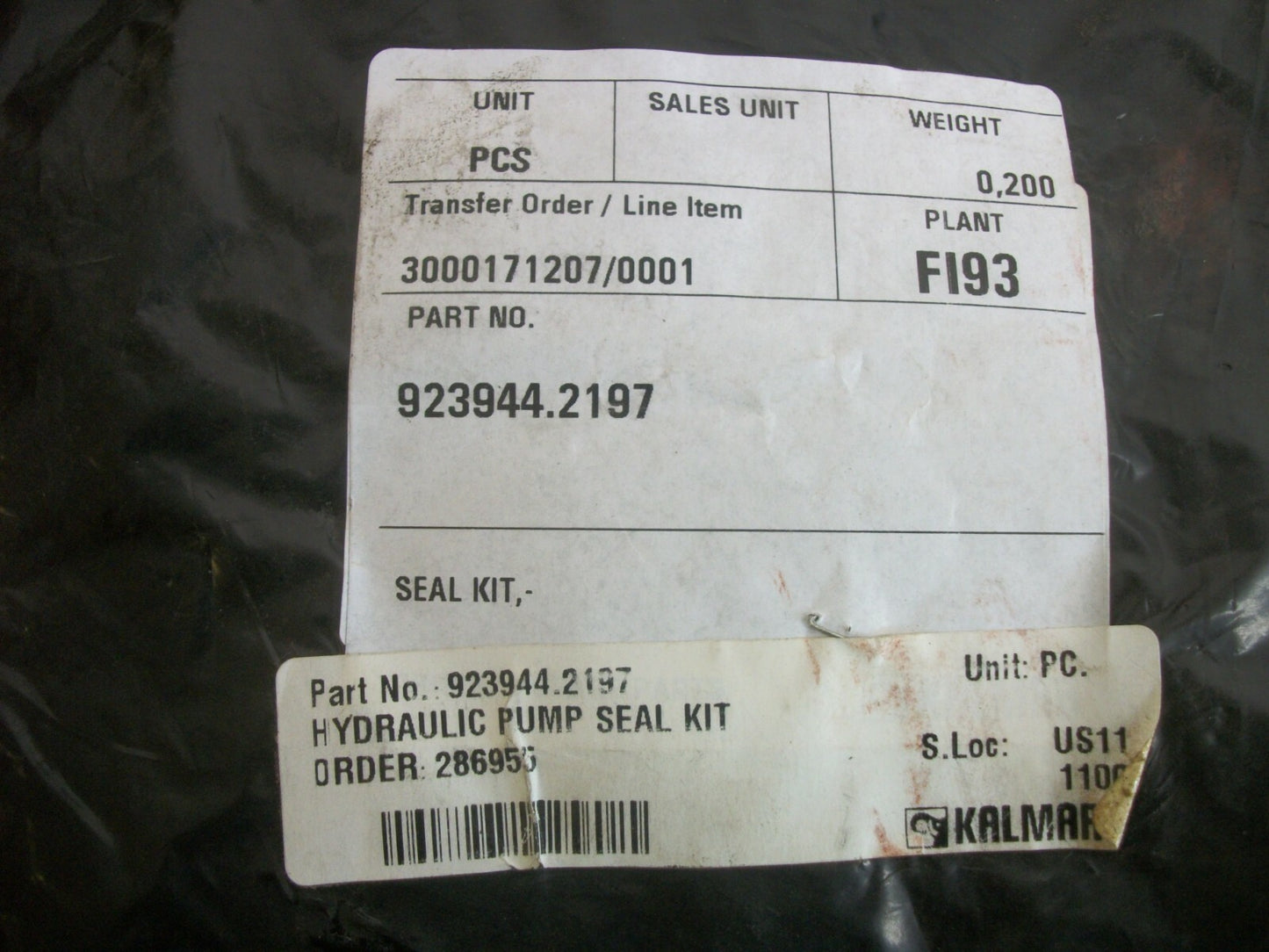 KALMAR HYDRAULIC PUMP SEAL KIT 923944.2197 NEW