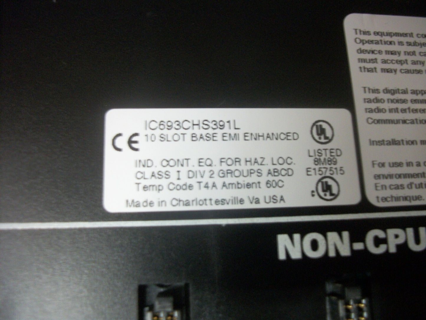 GE FANUC 10-SLOT PLC CHASSIS RACK BASE IC693CHS391L CHIP