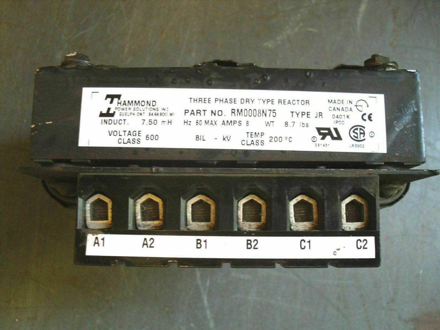 HAMMOND 7.50mH 3PH REACTOR RM0008N75 8AMP