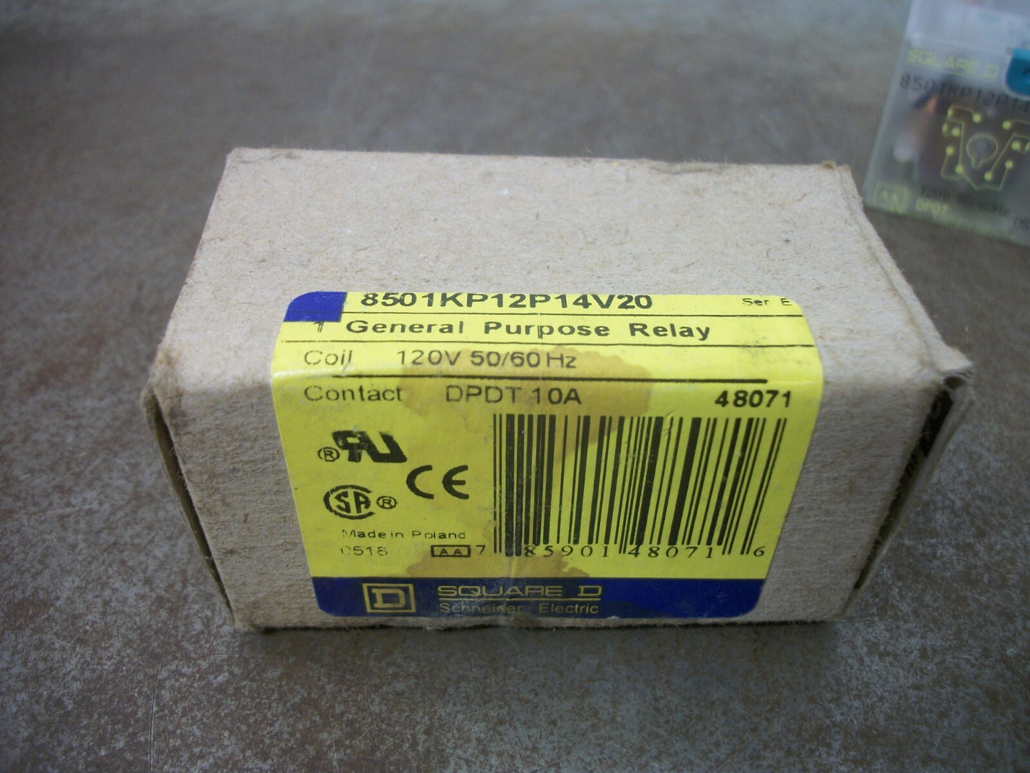 SQUARE D DPDT RELAY 8501KP12P14V20 120VCOIL 10AMP NIB