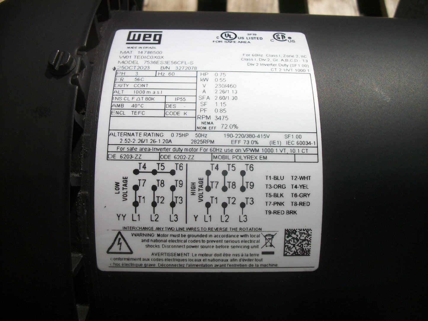 HOWDEN 3/4HP RADIAL BLADE BLOWER AF-9-R10527-4 3600RPM NOB
