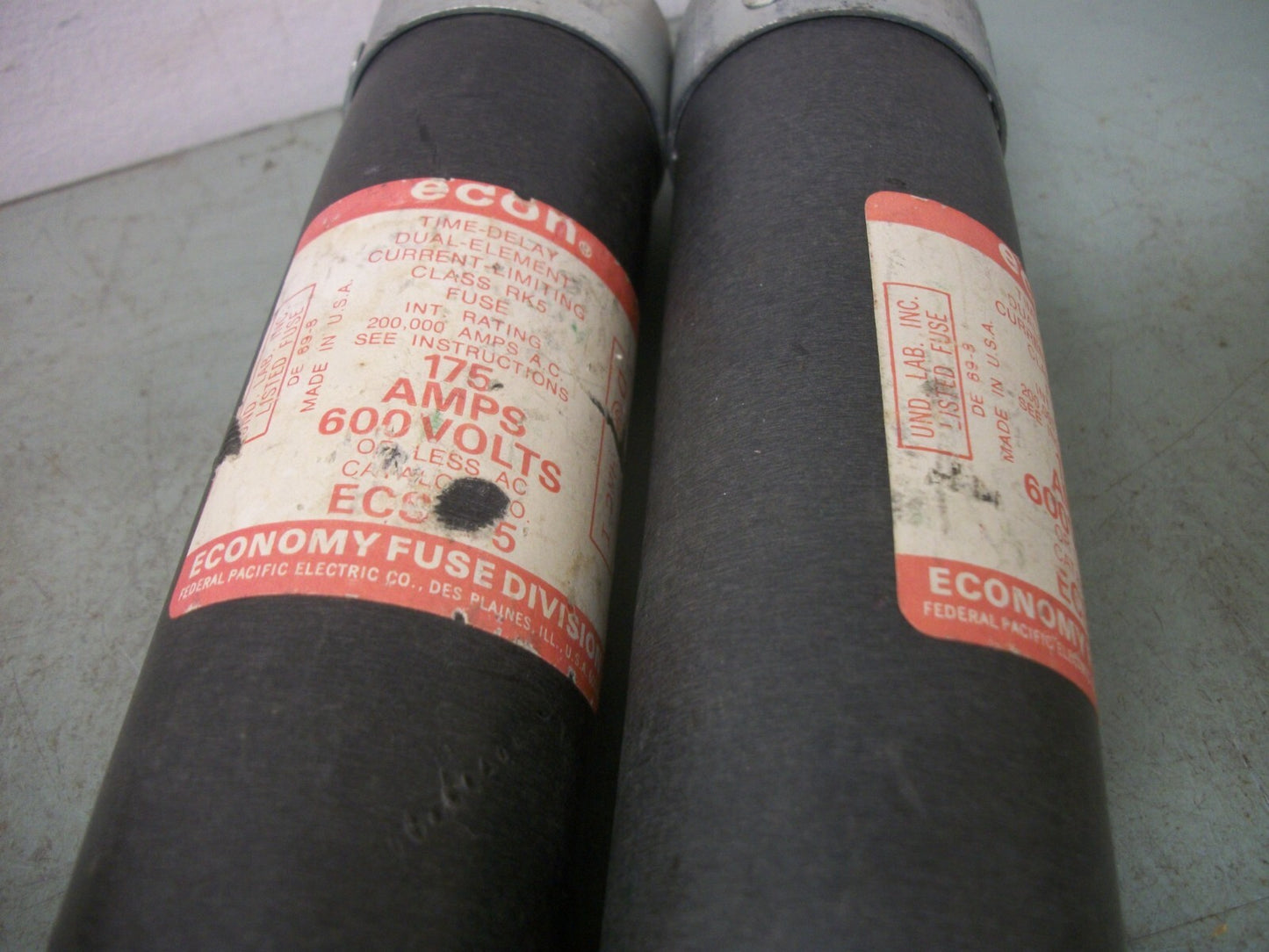 FEDERAL PACIFIC LOT OF 2 ECONOMY ECON FUSES ECS175 175AMP 600VOLT