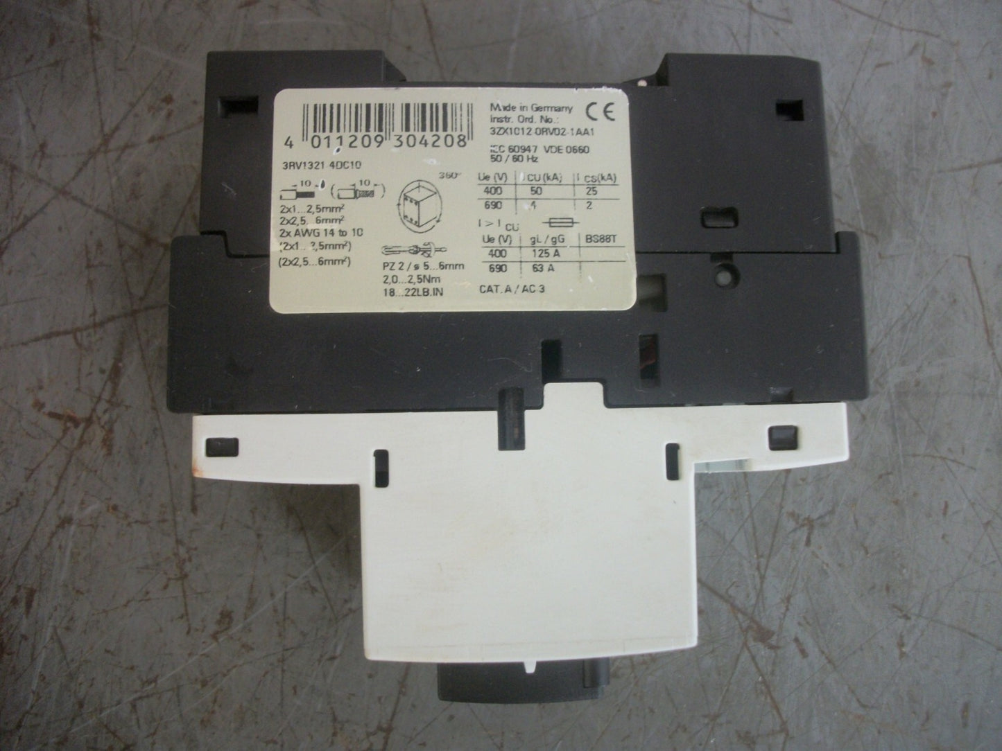 SIEMENS MOTOR CIRCUIT BREAKER 3RV1321-4DC10 25AMP