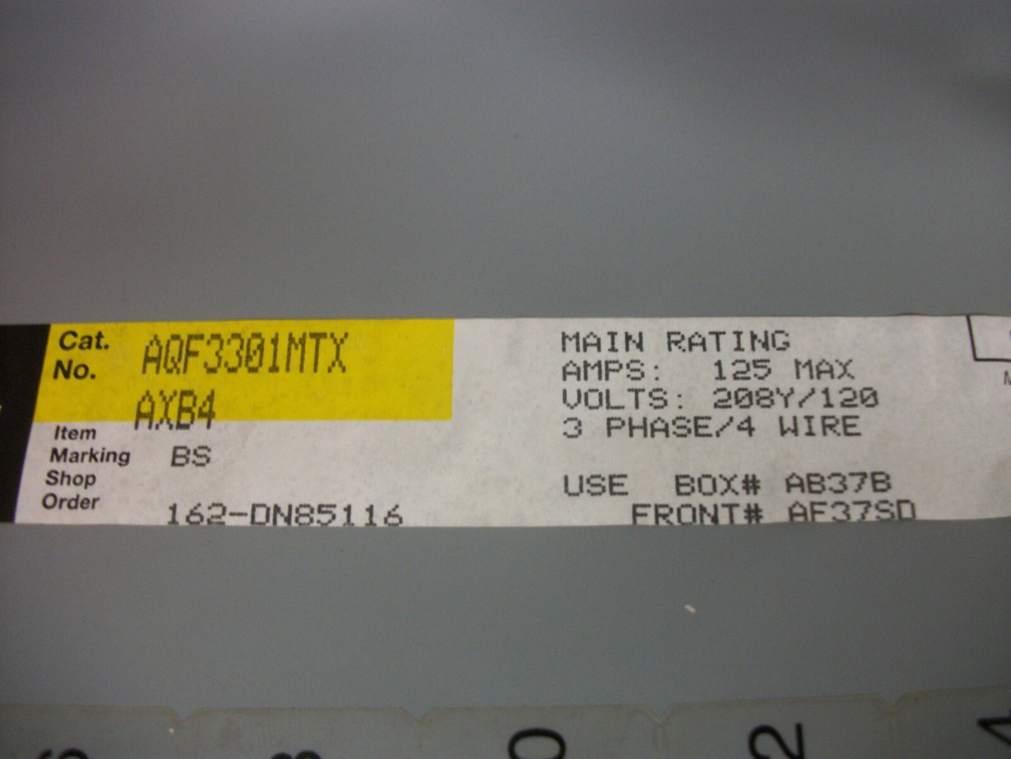 GE A SERIES LOAD CENTER PANELBOARD AQF3301MTXAXB4 125AMP 208Y/120VOLT 3PH 4W