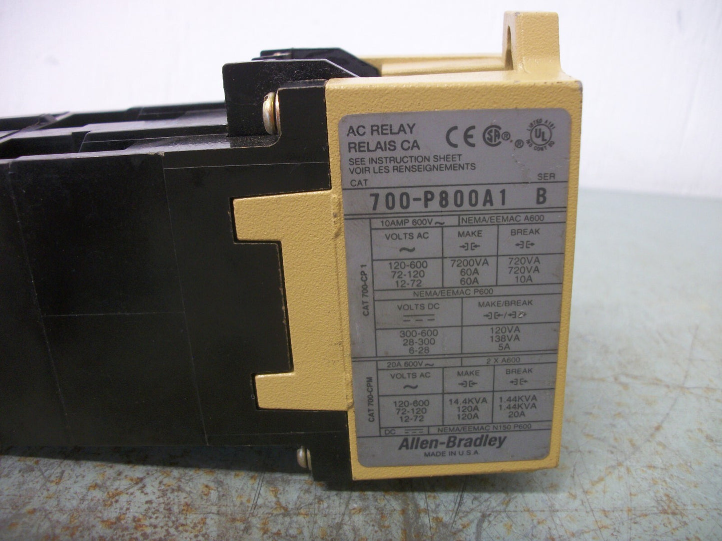 ALLEN-BRADLEY 8N.O. AC CONTROL RELAY 700-P800A1 120VCOIL
