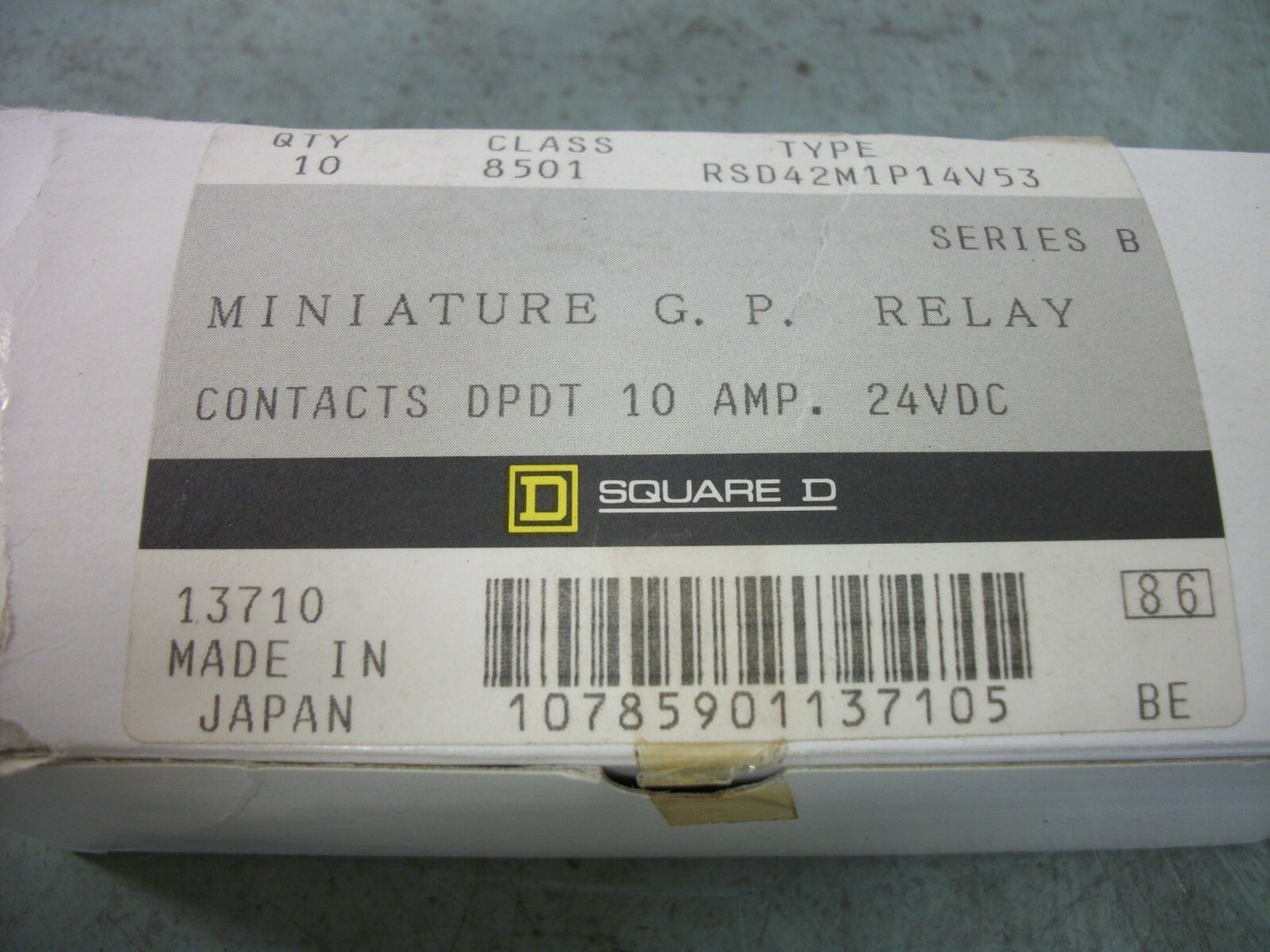 SQUARE D BOX OF 6 DPDT MINI GP RELAYS SERIES B 8501RSD42M1P14V53 10AMP 24V NIB