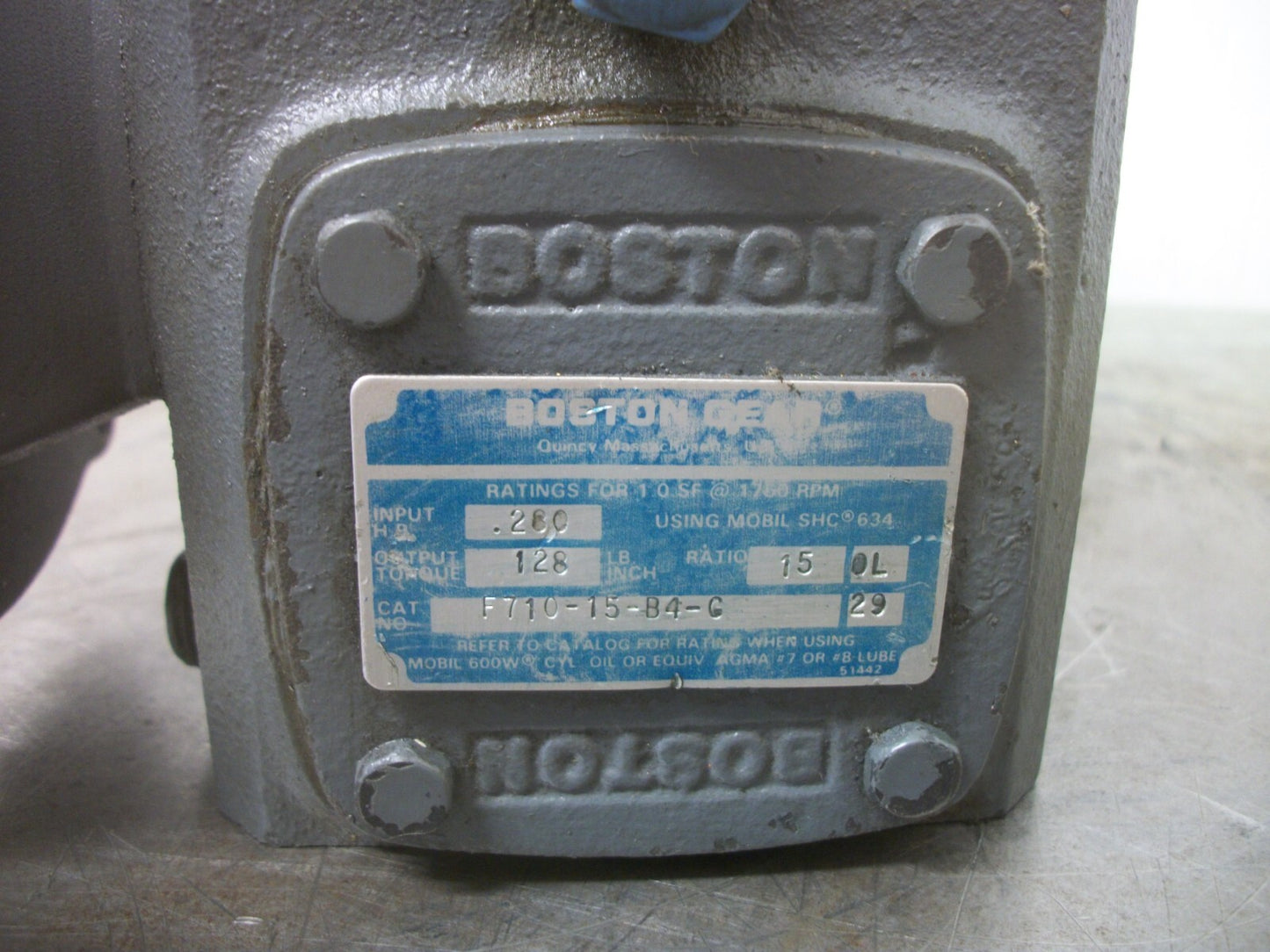 BOSTON GEAR 15:1 RATIO GEAR BOX SPEED REDUCER F710-15-B4-G