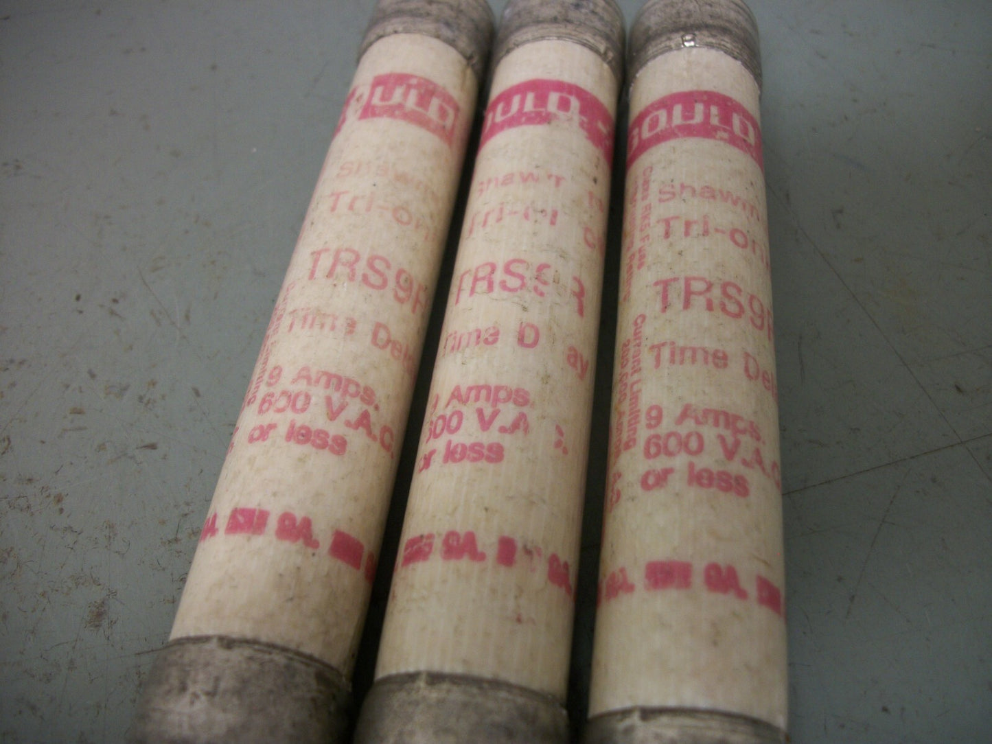 GOULD SHAWMUT LOT OF 3 TRI-ONIC FUSES TRS9R 9AMP 600VOLT