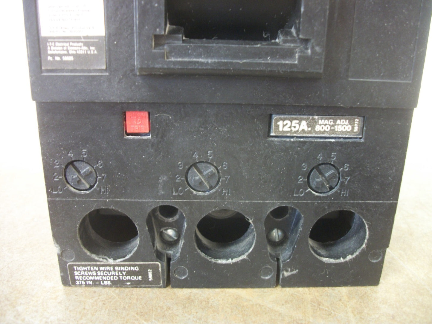 SIEMENS F6 CIRCUIT BREAKER F63F250 250AMP 600VOLT 3POLE W/125A TRIP