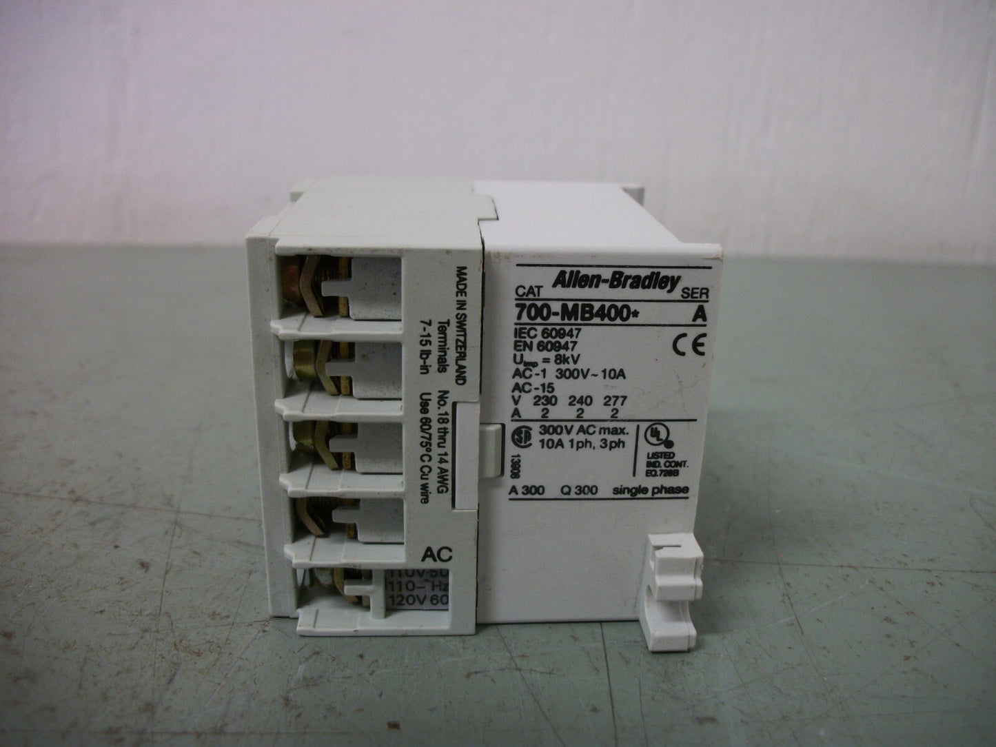 ALLEN-BRADLEY CONTROL RELAY 700-MB400* 10AMP 120VCOIL