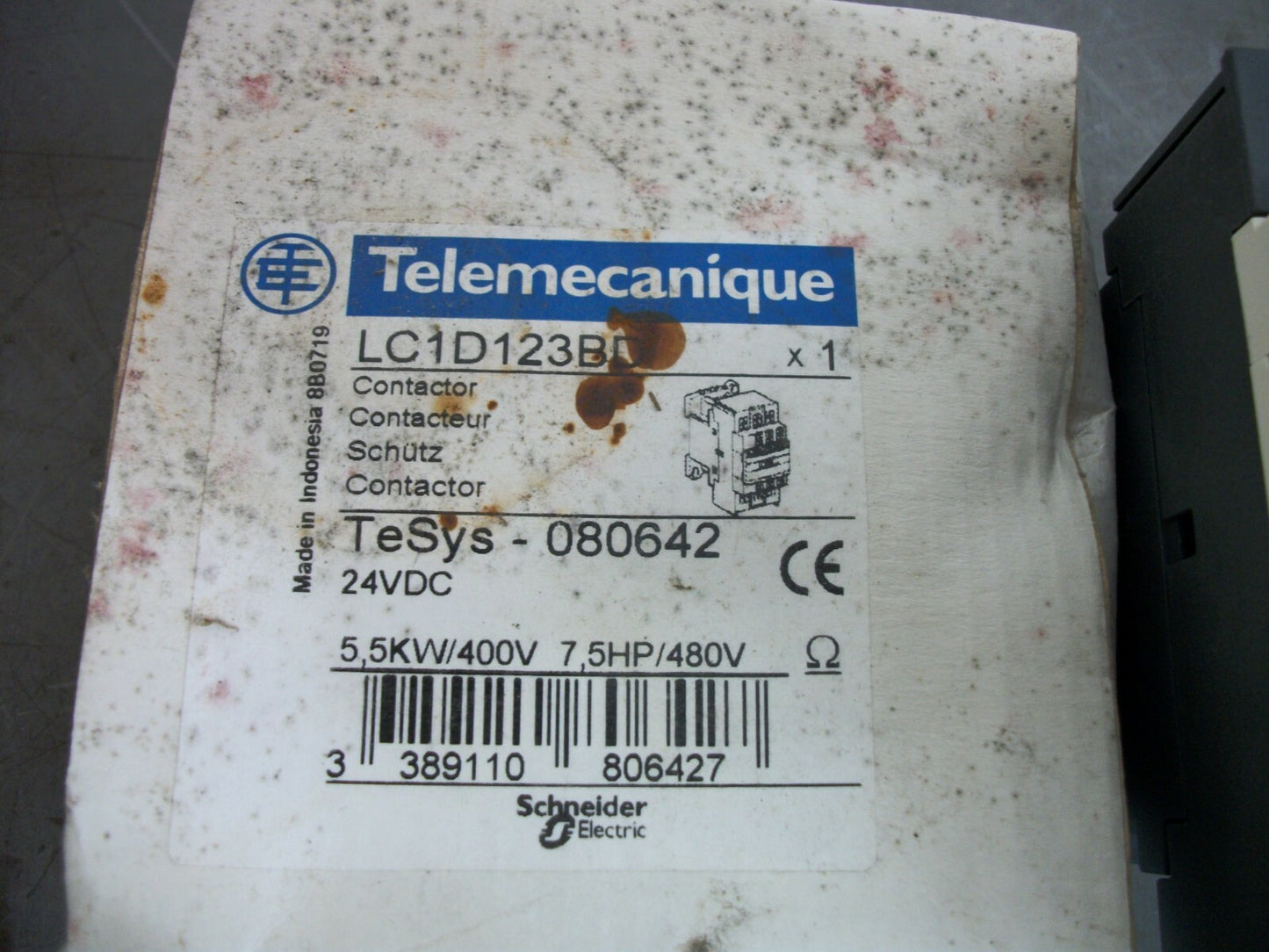 TELEMECANIQUE CONTACTOR LC1D123BD 12AMP 24VCOIL 3PH 600V 7.5HP NIB