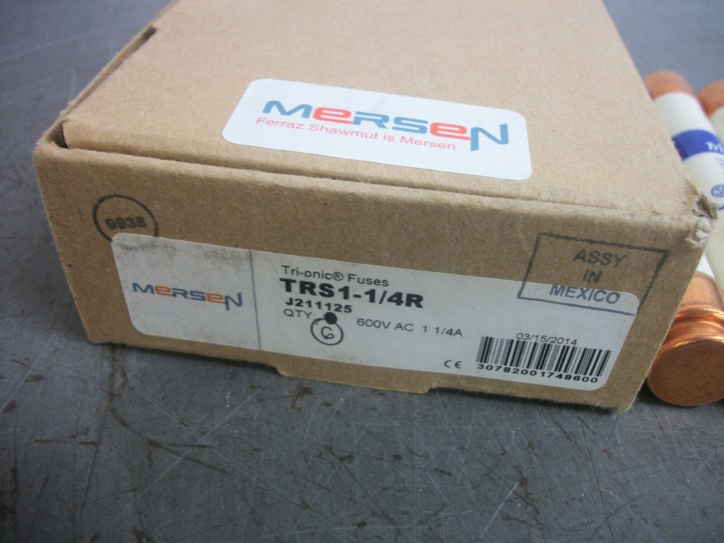 FERRAZ-SHAWMUT BOX OF 4 TRI-ONIC FUSES TRS1-1/4R 1-1/4AMP 600VOLT NIB