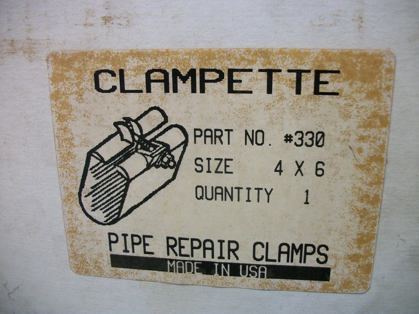 CLAMPETTE 4X6 PIPE REPAIR CLAMP 330 NIB
