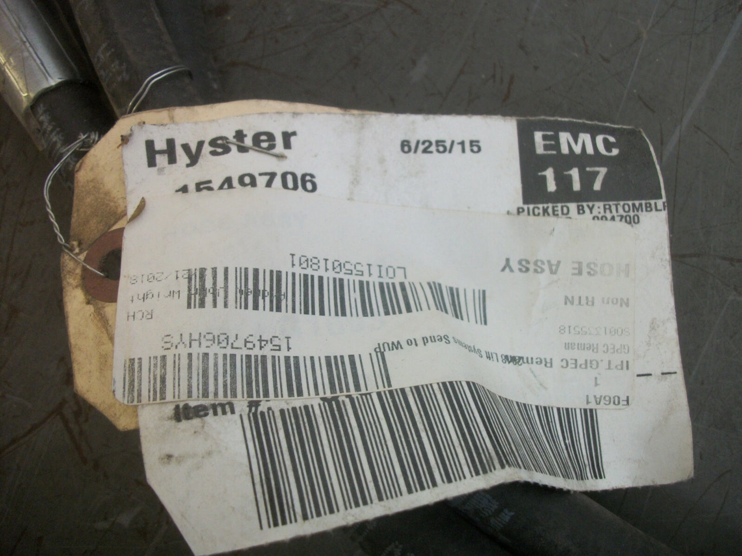 HYSTER HOSE ASSEMBLY 1549706 NEW