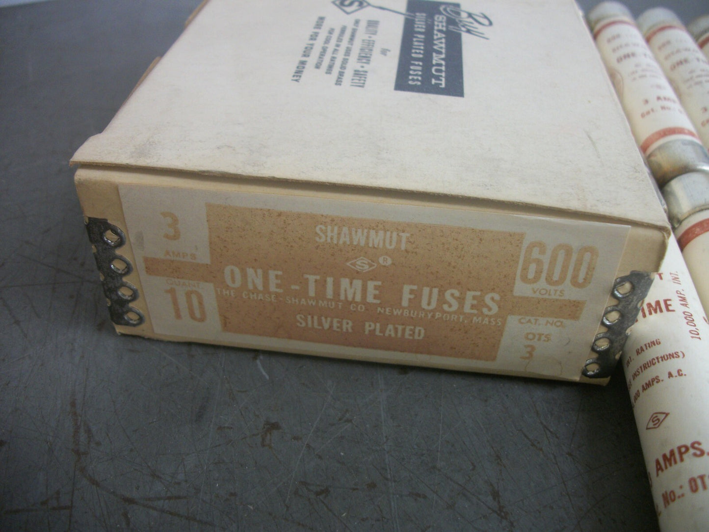 GOULD SHAWMUT BOX OF 10 ONE-TIME FUSES OTS3 3AMP 600VOLT NIB